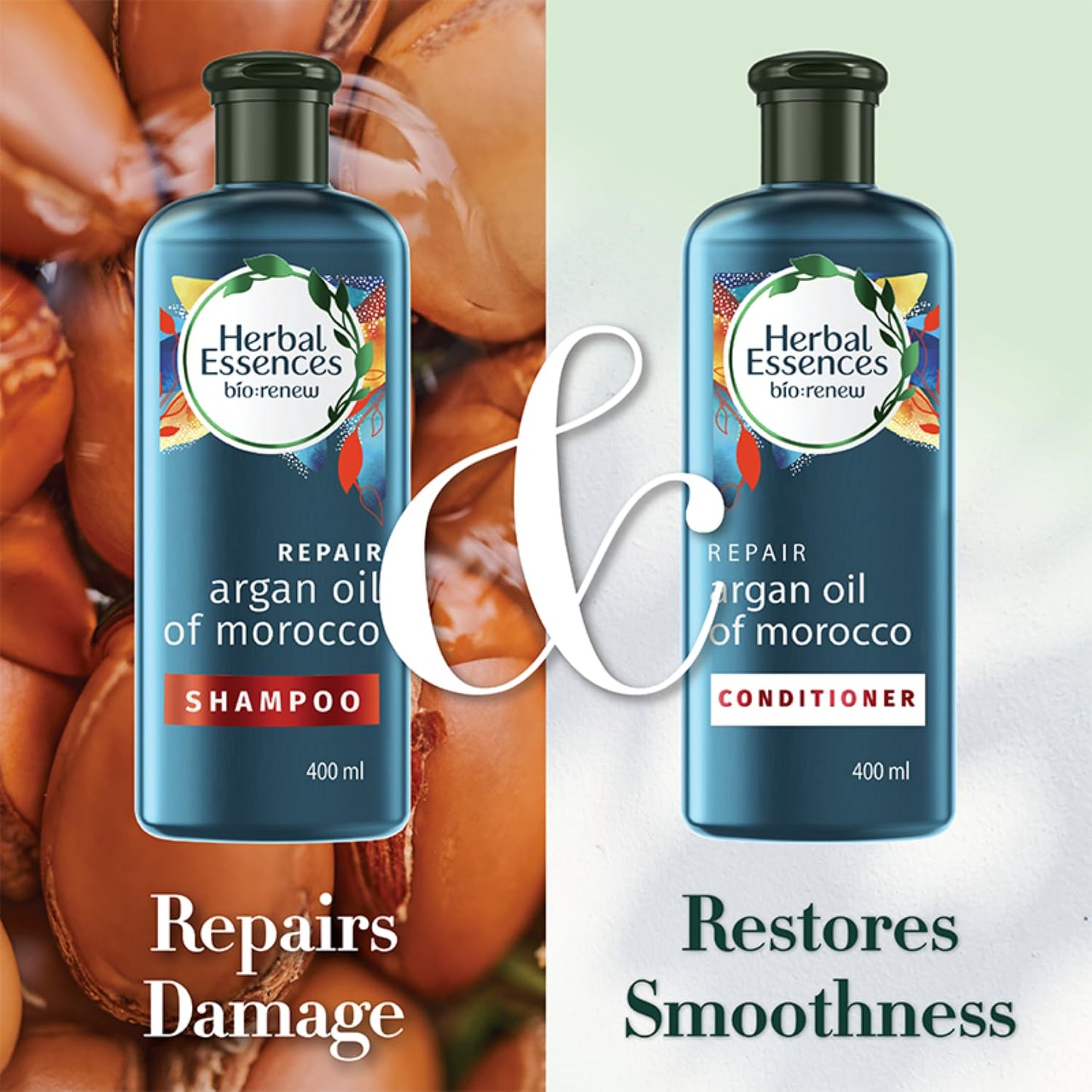 Herbal Essences bio:renew Argan Oil of Morocco SHAMPOO, 400ml, No Parabens No Colourants and Herbal Essences, Argan Oil Hair Mask, 237ml, For Dry, Damaged,Frizzy Hair |Hair Mask for Men & Women - Springkart 