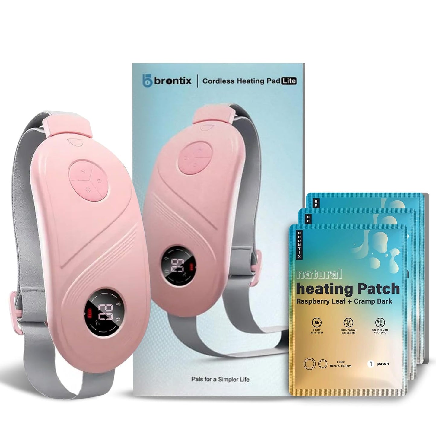 BRONTIX Period Cramp Relief Massager With 6 Modes Heating Pad For Back Pain, Crampfree-Period Cramp Relief Heater And Massager, Works As Periods Pain Relief Products, Rose