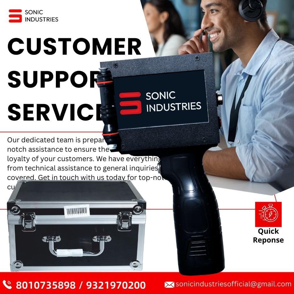 SONIC INDUSTRIES Handheld Batch Coding Machine – Portable TIJ Inkjet Printer for Expiry Date, MRP & Barcode Printing | 600 DPI Industrial Coding Machine for Packaging, Manufacturing & Small Business