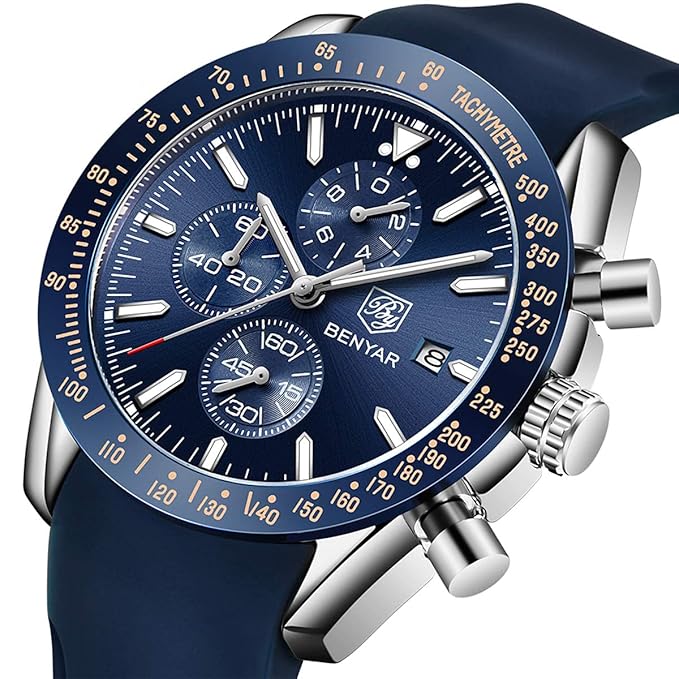 BENYAR Men's Luxury Chronograph Watch – Business, Casual | Quartz Movement with Date Display | Stylish Wristwatch | Gift for Men
