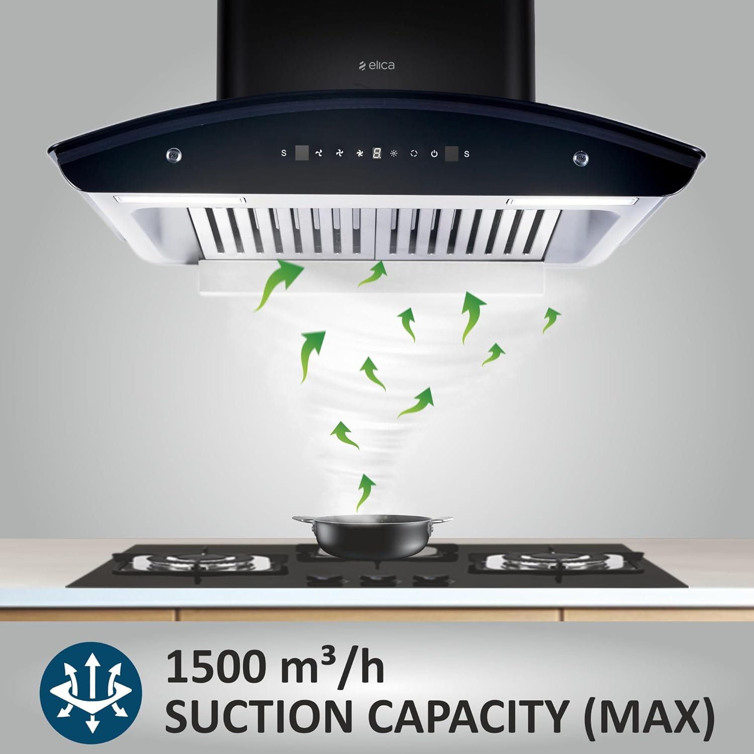 Elica 60 cm 1500 m3/hr Baffle Filter Autoclean Kitchen Chimney with 15 Years Motor & 5 Years Comprehensive Warranty (WD TBF HAC 60 MS NERO, Touch + Motion Sensor Control, Black)