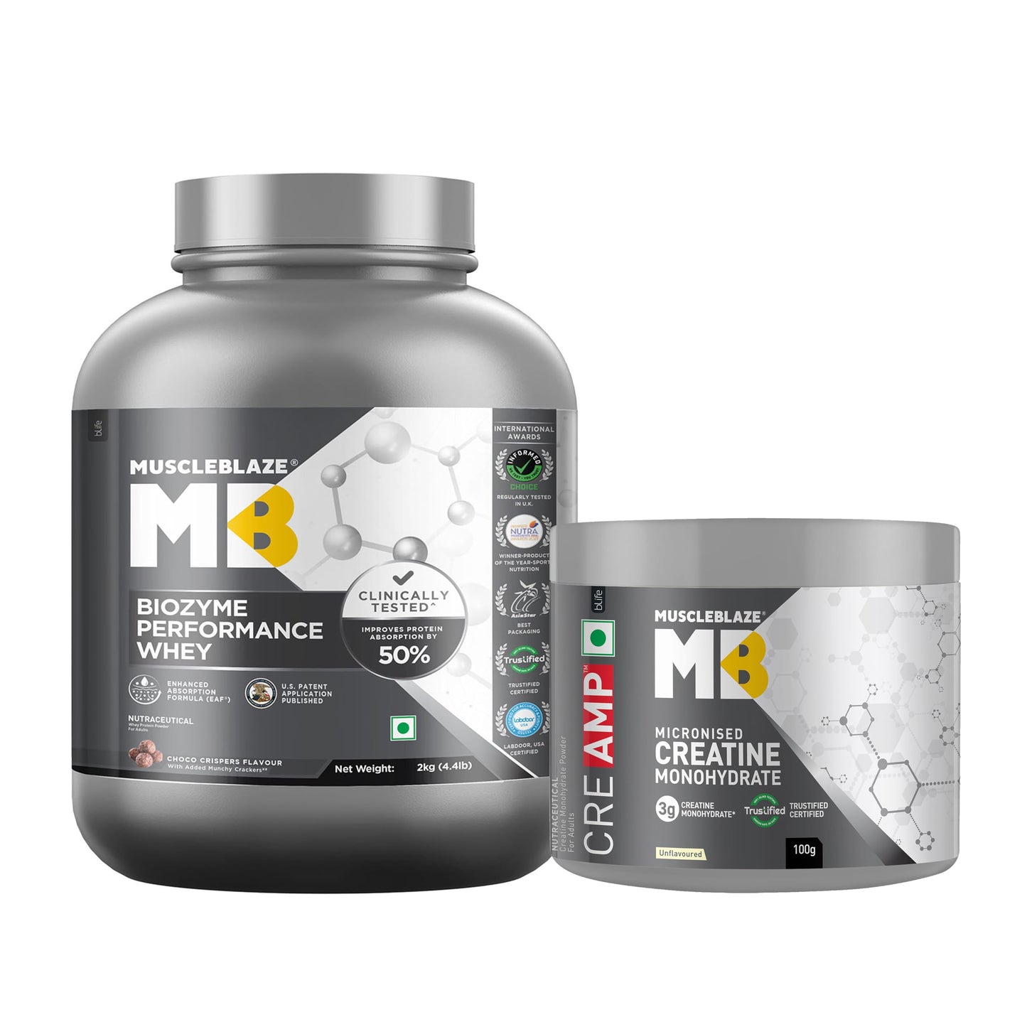 MuscleBlaze Biozyme Performance Whey Protein Powder, 1kg (2.2lbs) | Magical Mango | 25g Protein Per Scoop | Clinically Tested 50% Higher Protein Absorption