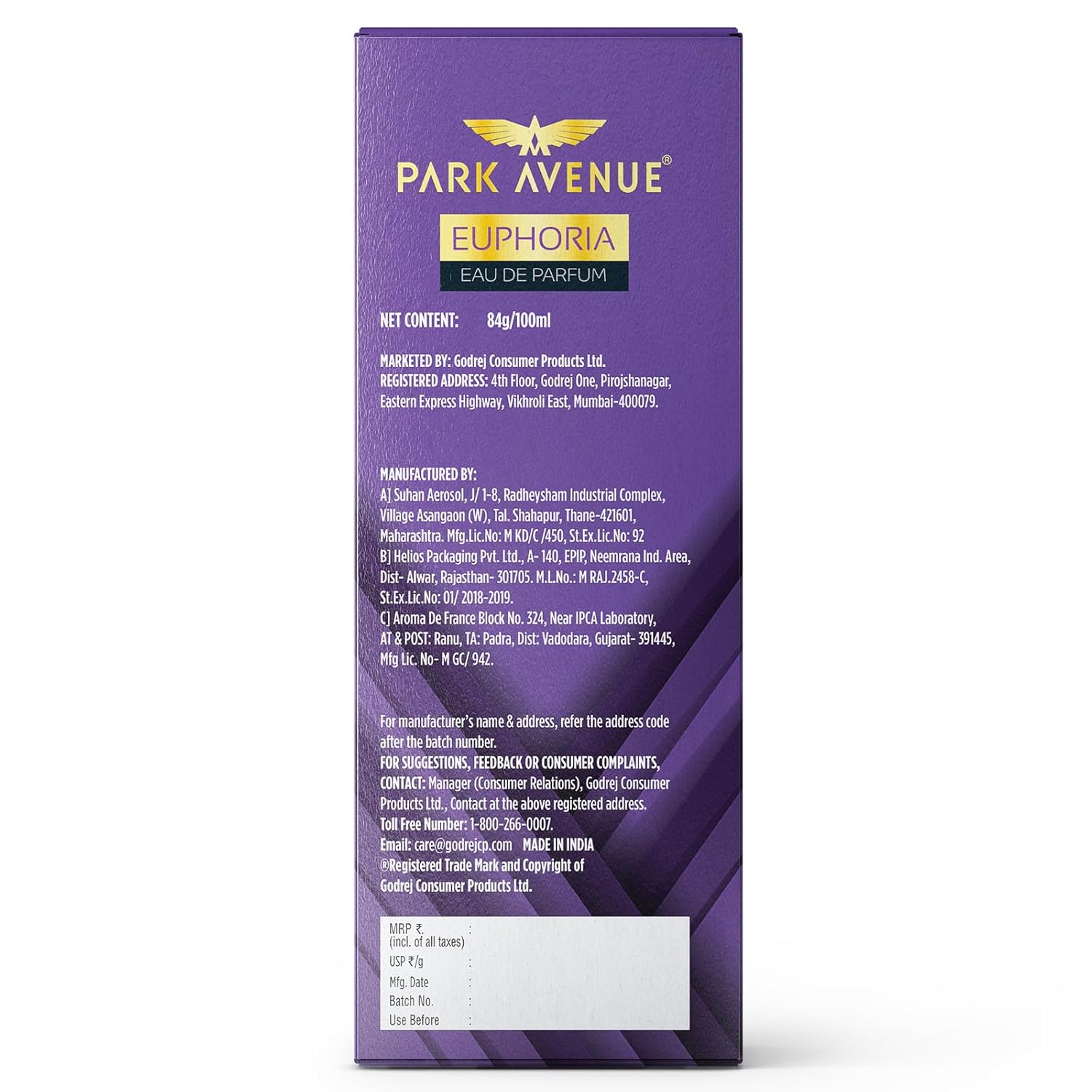Park Avenue Euphoria, Eau De Parfum Men, 100ml | Long Lasting Perfume for Men | Father's Day Gift for Dad | Premium Luxury Fragrance Scent | Gift for Father's Day | Aromatic Blend of Amber & Musk | Suitable for Every Occasion