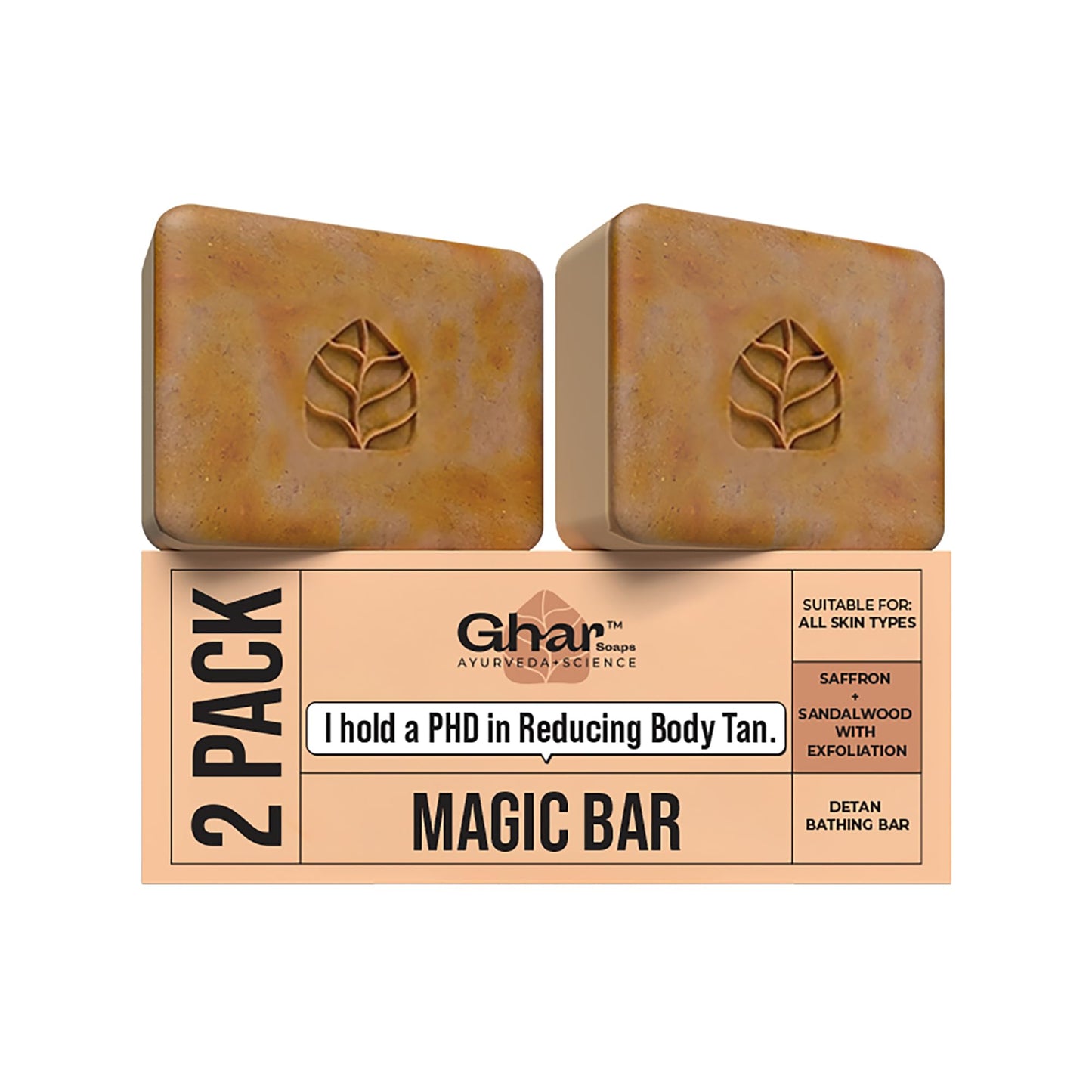 Ghar Soaps Sandalwood & Saffron Magic Bar For Bath (300 Gms Pack Of 3) | Paraben Free | Chandan & Kesar Bath Soap | Handmade Soaps For Glowing | Skin Brightening Soap For Men & Women