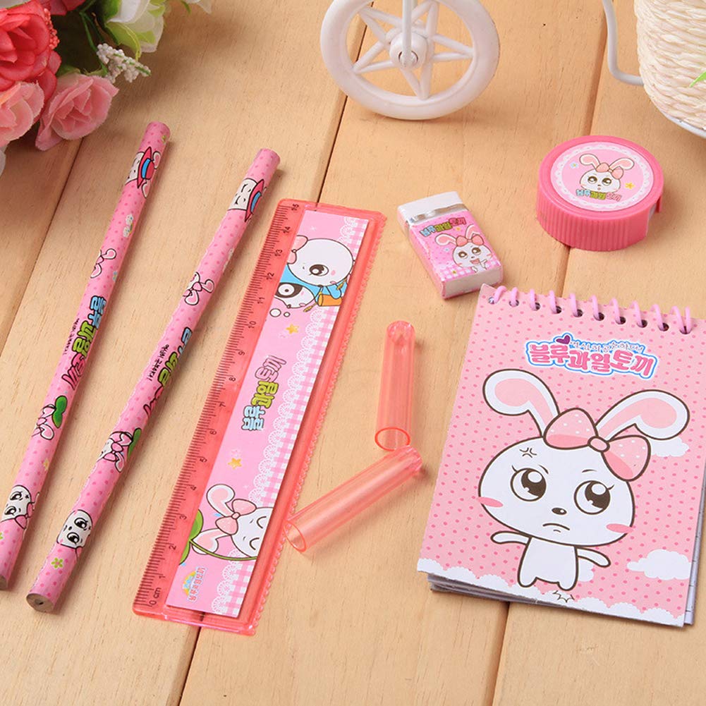 8 in1 Mix Stationery Gift Set for Kids, Stationary Set Including Pencil Ruler Rubber Pencil Sharpener, Pencil Cover, School, Office Product Gift - Springkart 