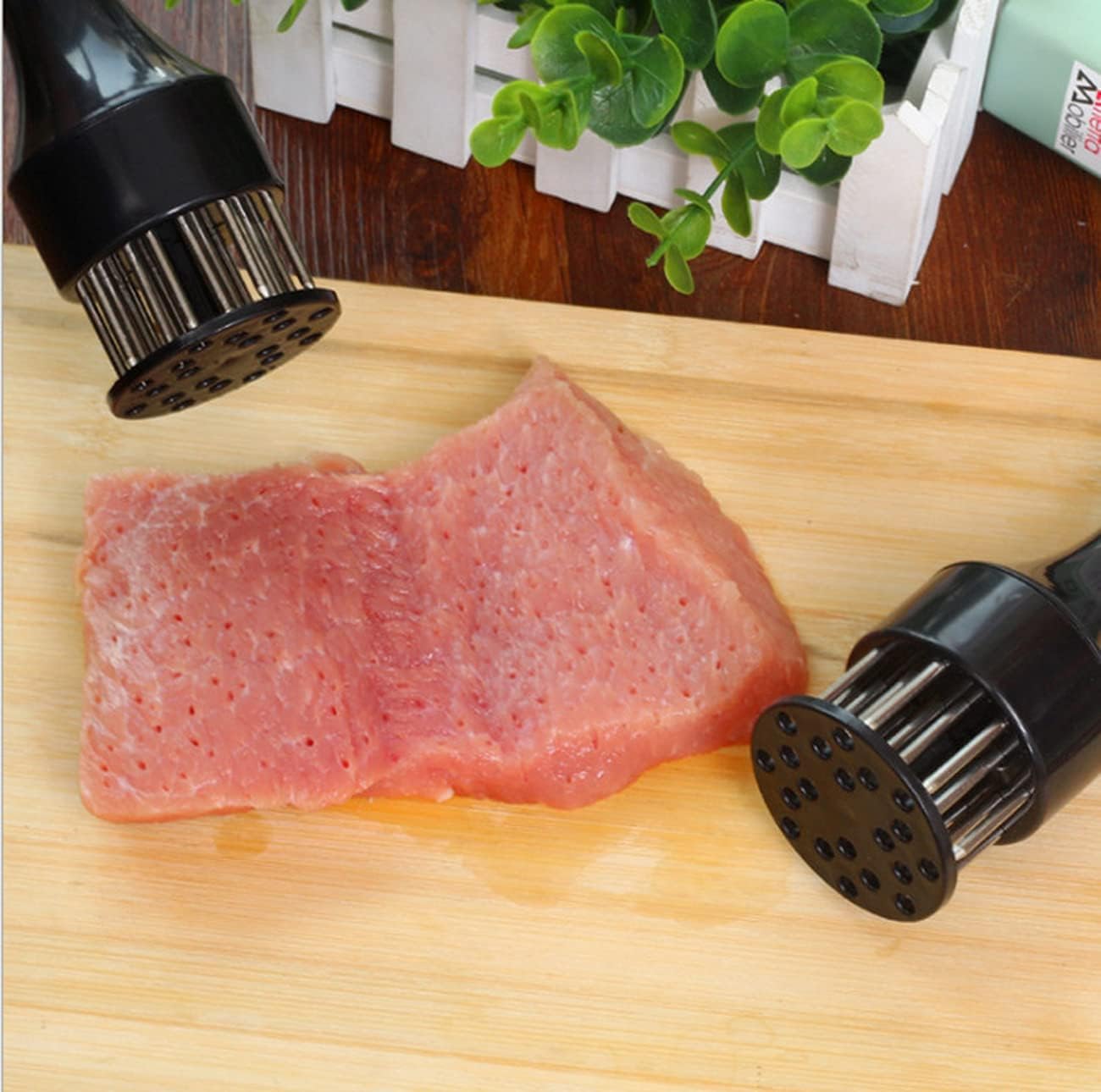 Trifecta Meat Tenderizer Tool Stainless Steel 21 Sturdy & Sharp Needle Meat Tenderizer Tool for Tenderizing Chicken Beef Steak and Pork (Black - 1)