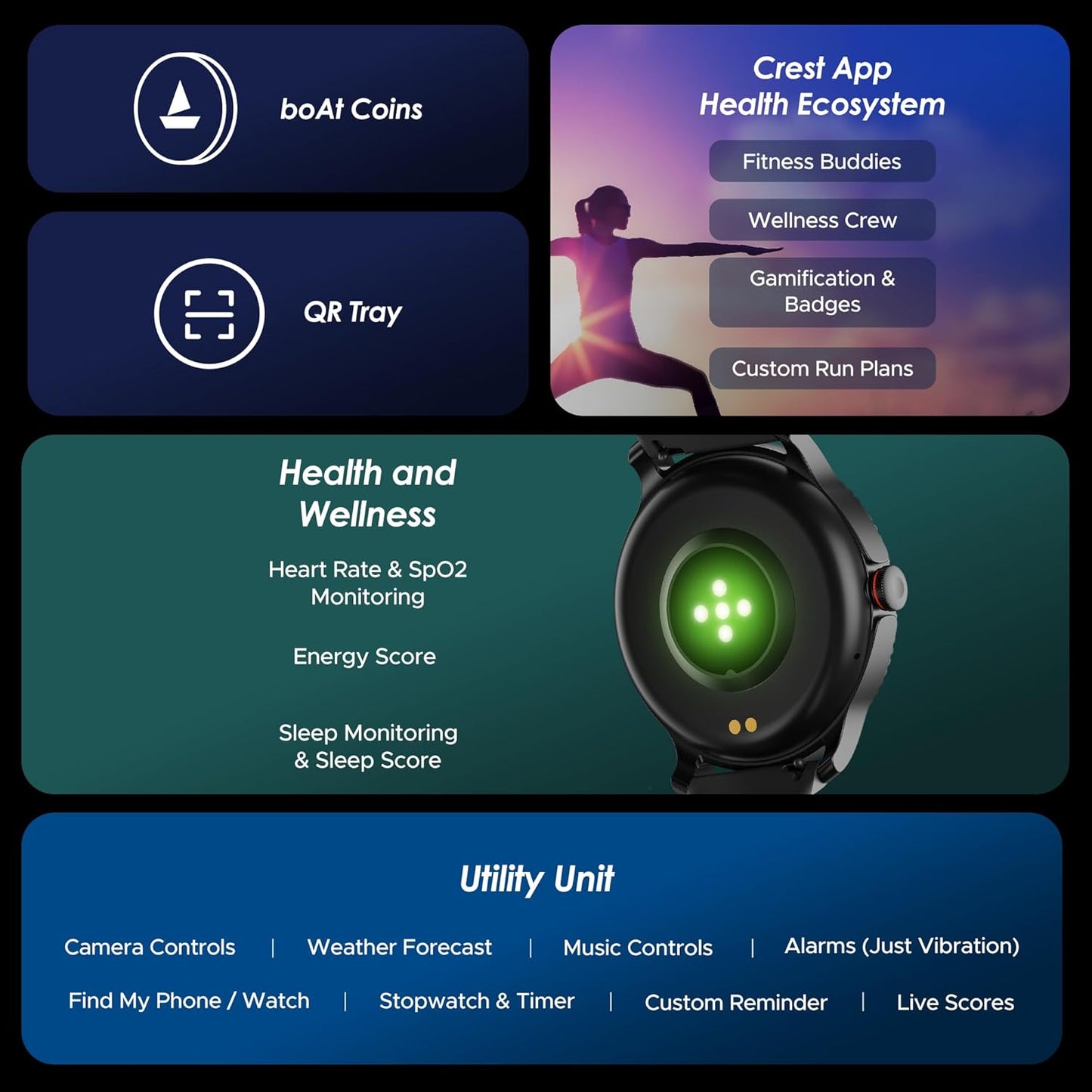 boAt Lunar Discovery w/ 1.39" (3.5 cm) HD Display, Turn-by-Turn Navigation, DIY Watch Face Studio, Bluetooth Calling, Emergency SOS, QR Tray, Smart Watch for Men & Women(Active Black)