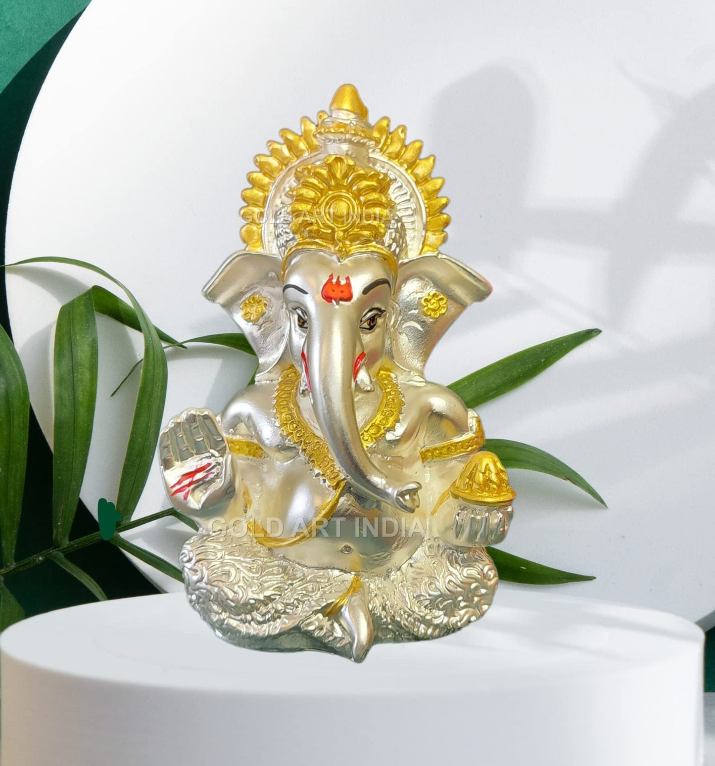 Gold Art India Mango Terracotta Finish Ganesha for Car Dashboard Home Decor Gifting Diwali Birthday Festivals 3.5 x 2 Inches
