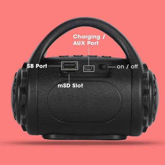 Zebronics Zeb-County Wireless Bluetooth Portable Speaker with Supporting Carry Handle, USB, SD Card, AUX, FM & Call Function. (Black+Red)