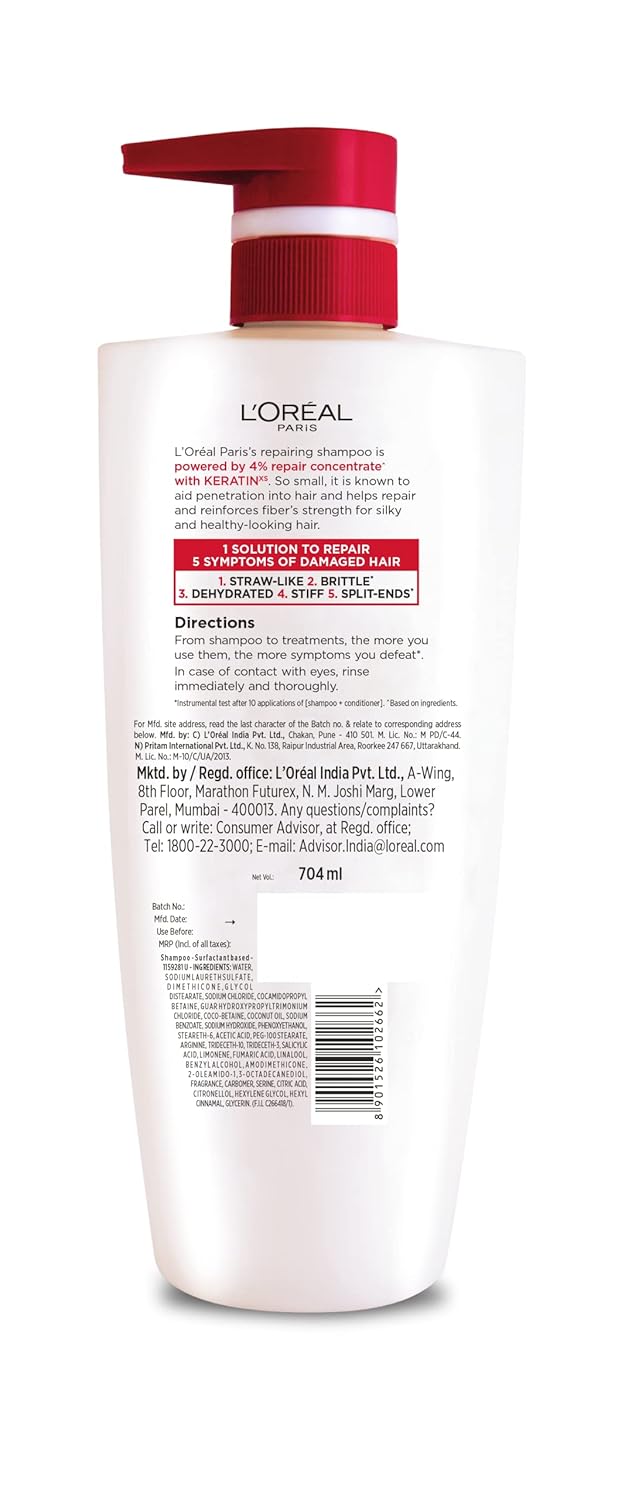 L'Oreal Paris Total Repair 5 Shampoo, 640ml (With 10% Extra) - Springkart 