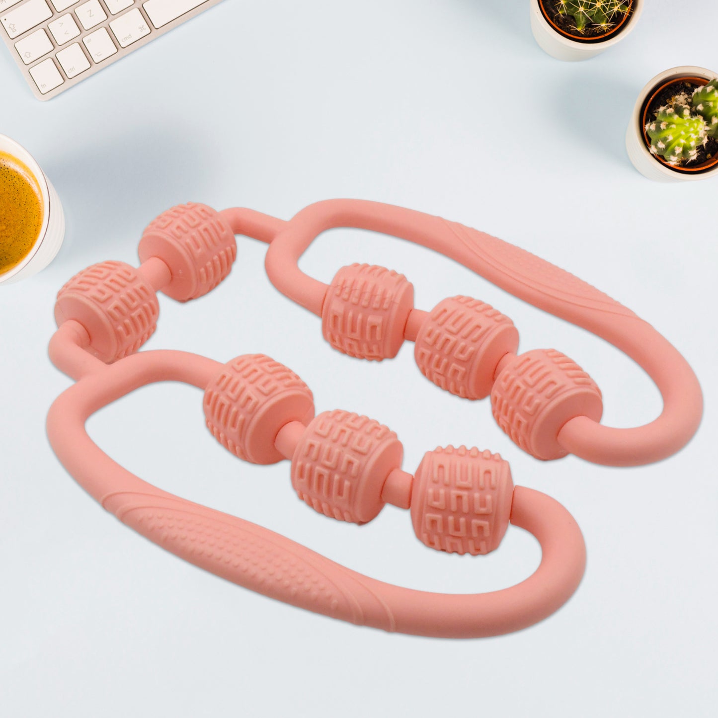 Muscle Massage Roller 8 Wheels Relieve Soreness Leg Muscle Roller Fitness Roller Muscle Relaxer Massage Roller Ring Clip All Round Massaging Uniform Force Elastic Pp Drop Shaped For Home Use (1 Pc) - Springkart 