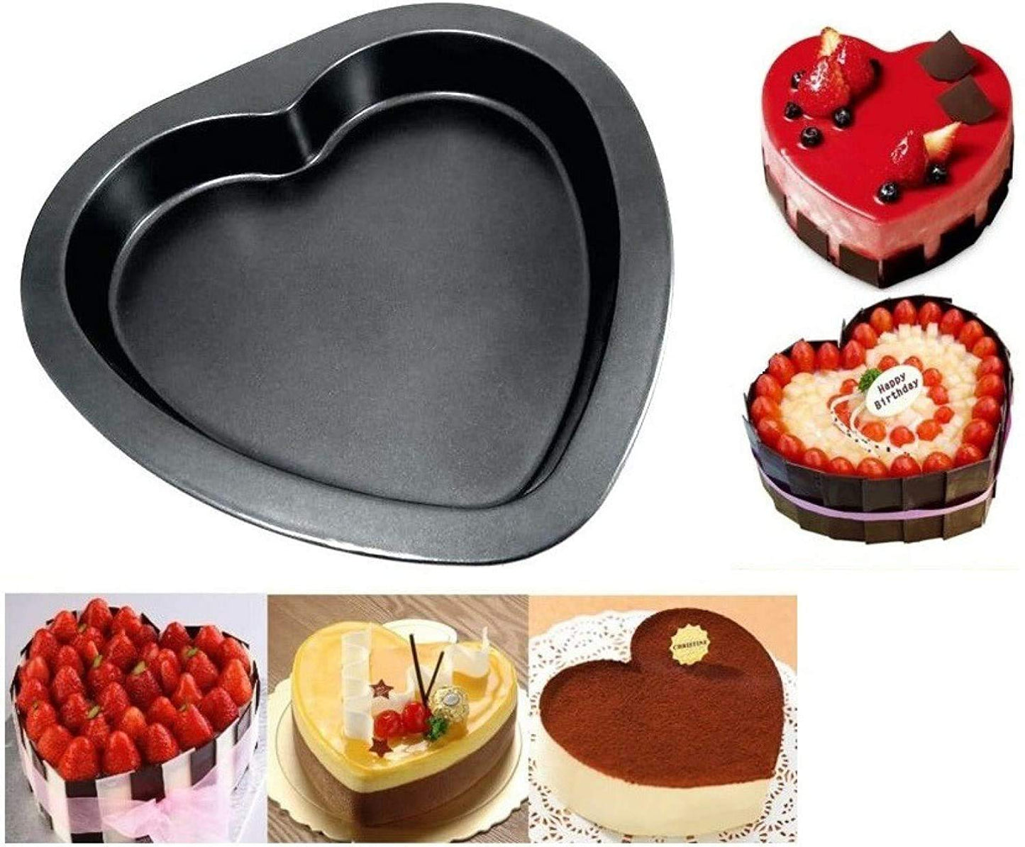 Heart Shape Cake Mould Non Stick Steel 1 kg Cake Baking Tray ( 23cm) - Springkart 