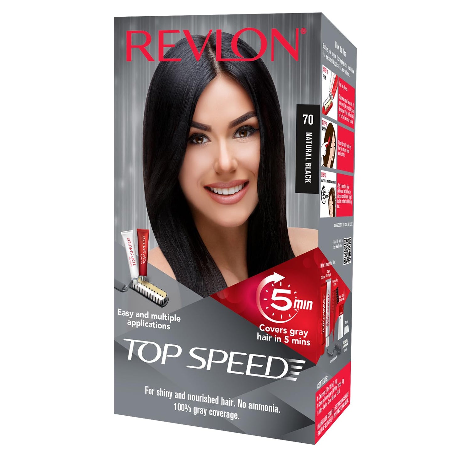 Revlon Top Speed Hair Color for Women Dark Brown | 100% Grey Coverage in just 5 Minutes | Ammonia Free, Easy Application and Intense Conditioning