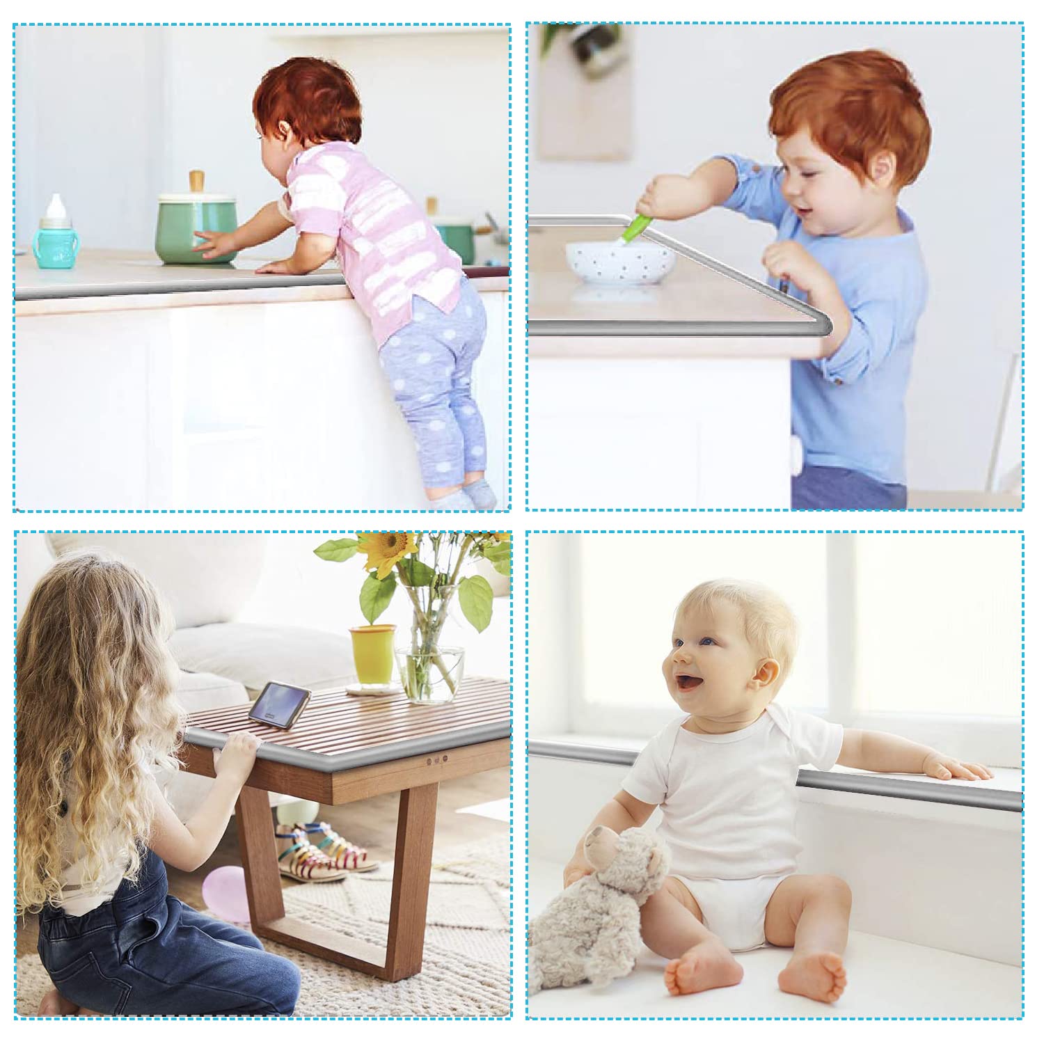 SYGA Baby Safety Strip Furniture Edge Guard Cushion Corner Cover 2 Meter 6.5 feet Tape Infant Bump Protector (Grey) - Springkart 