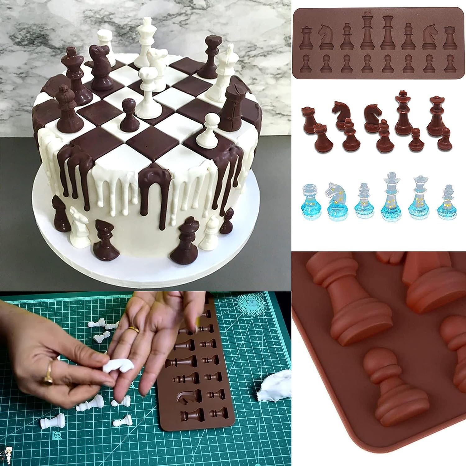 KARP Silicone Multi Chocolate Bar Mould/Chocolate Making And Shaping Mould/Love Mould Waffle Shape Chocolate Mould For Jelly, Candy, Fondant (Chess Shape Chocolate Mold), 10 CM - Springkart 