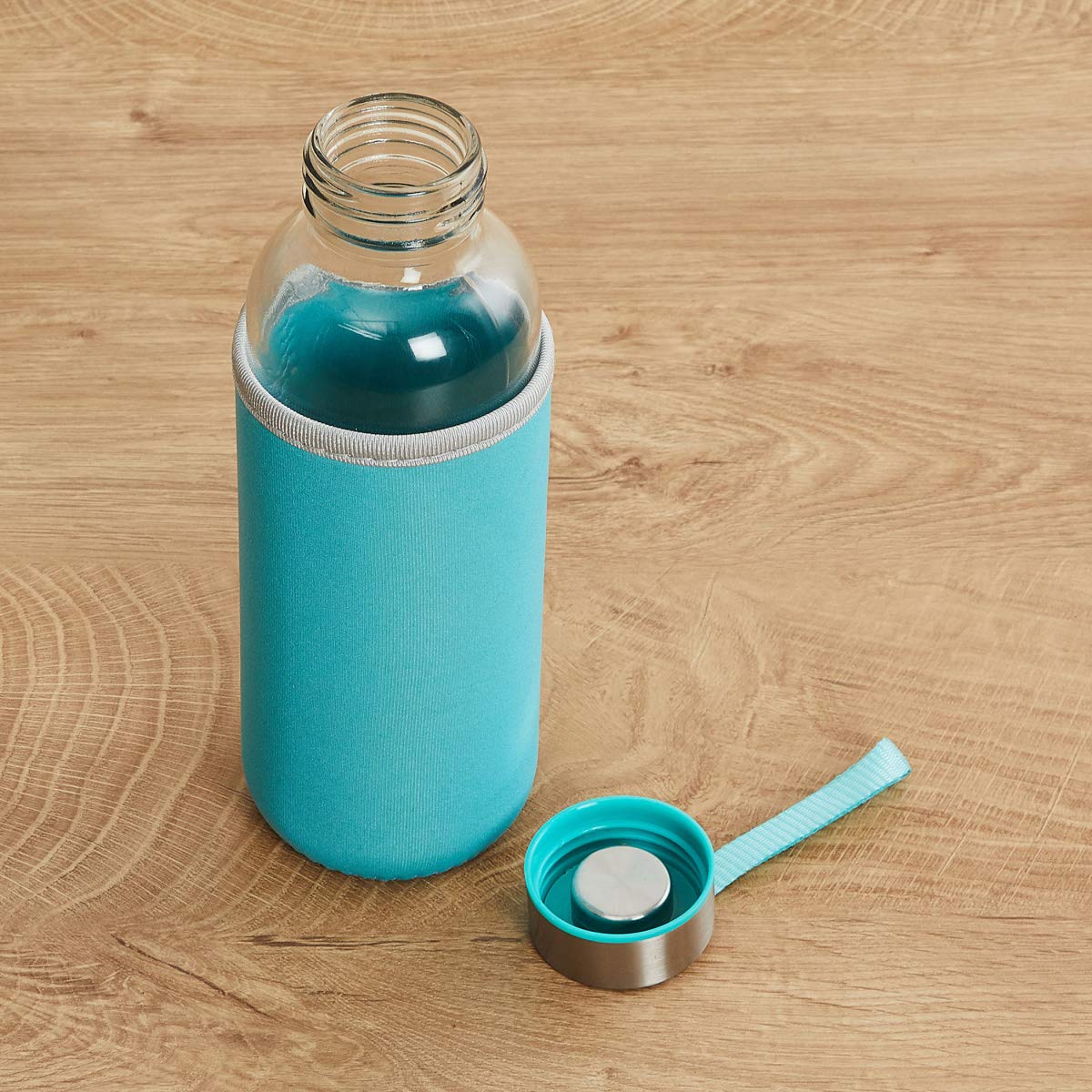 Glass Water Bottle (500 ml) With Cover - Springkart 