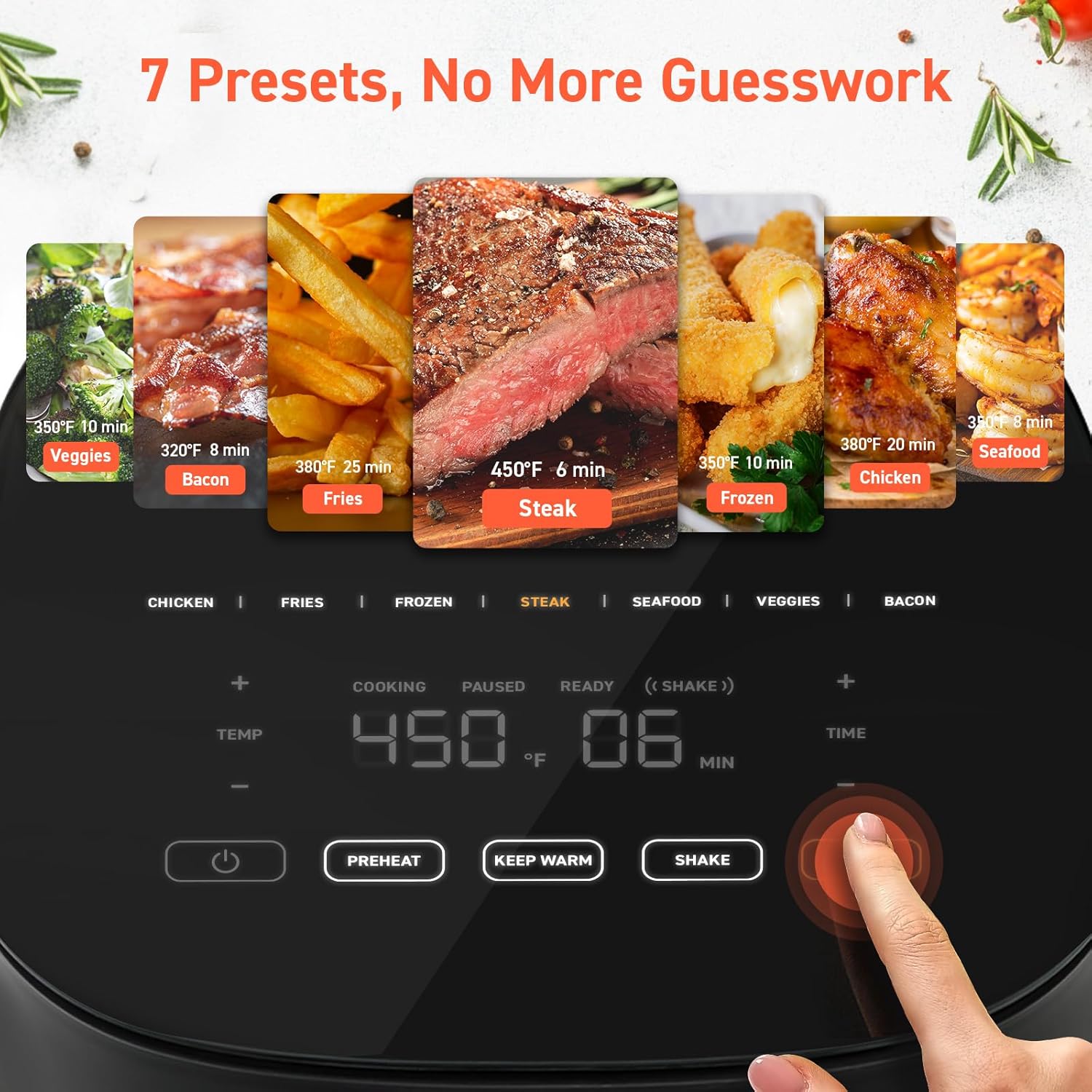 COSORI Air Fryer 5 QT (4.7 Litre) Black, 1500W Fast Cooking 9 Preset Menu, 30 Recipes Cookbook, Grill, Broil, Roast, Toast, Bake, Reheat, Defrost, Digital Touch Panel (CAF-L501)