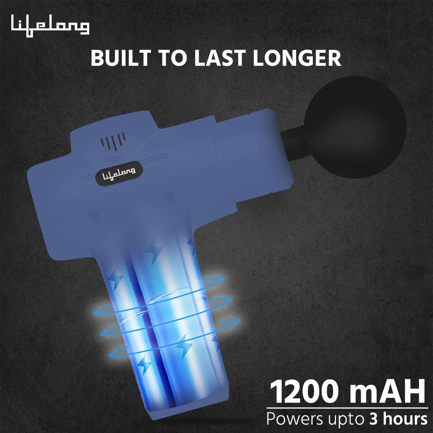 Lifelong Gun Massager for Pain Relief - Massage Gun Machine for Fully Body - Gun Massager Rechargeable with 6 Speed Setting for Muscle Massage of Back, Neck, Shoulder, Hand, Foot & Leg for daily use - Springkart 