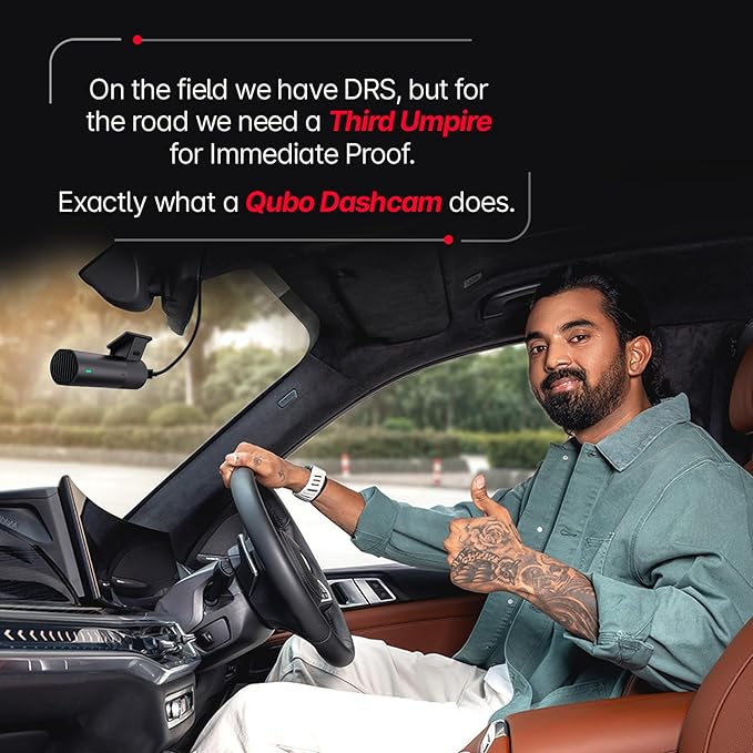 Qubo Car Dashcam Pro X by Hero Group | 3MP 1296P FHD+ Camera | NightPulse Vision | Wide-Angle FOV | Supercapacitor | Built-in Wi-Fi, Mic | App Control | G-Sensor | Up to 1TB Storage| (Space Grey)