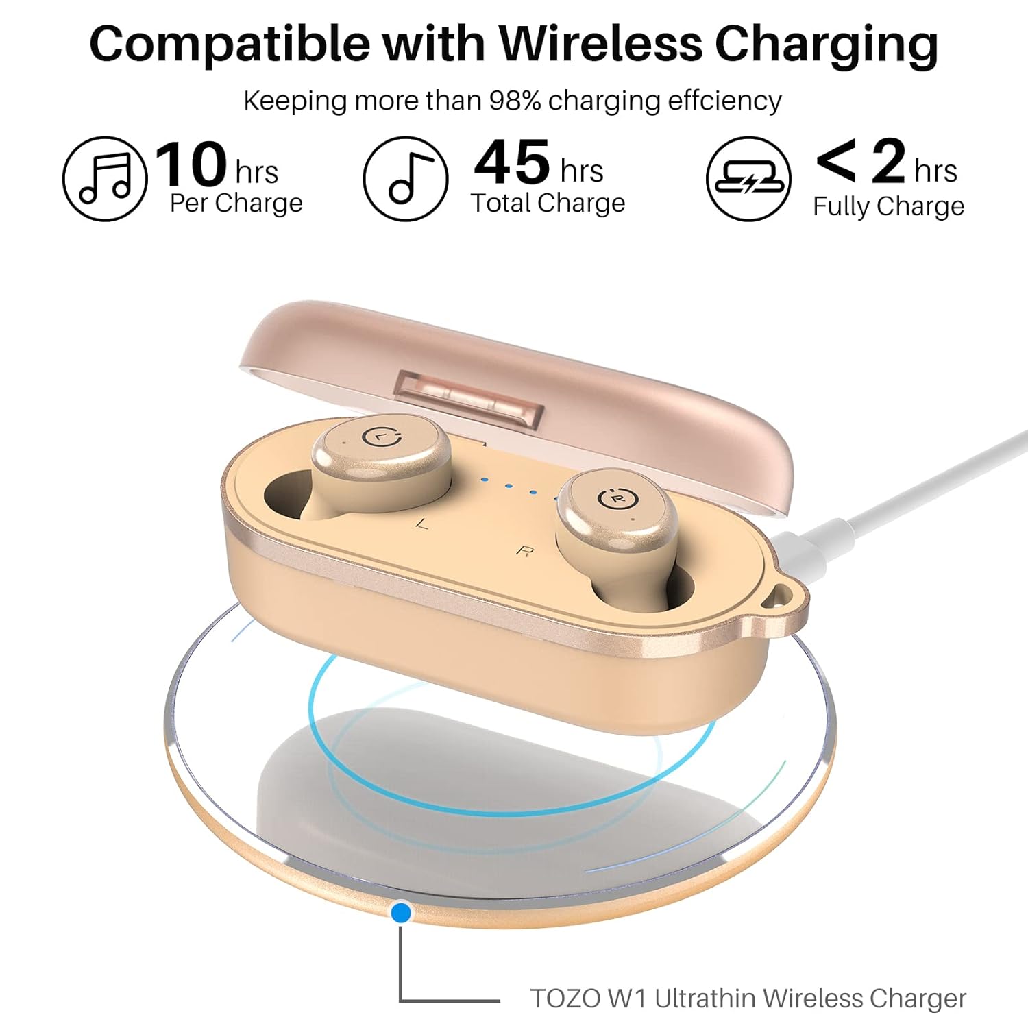 TOZO T10 Bluetooth 5.3 Wireless Earbuds with Wireless Charging Case IPX8 Waterproof Stereo Headphones in Ear Built in Mic Headset Premium Sound with Deep Bass for Sport Khaki - Springkart 