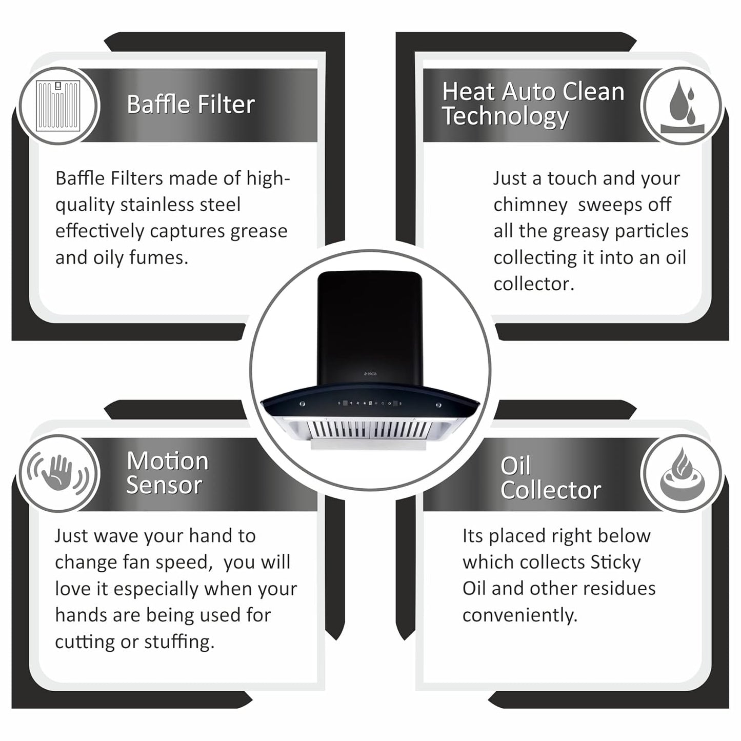 Elica 60 cm 1500 m3/hr Baffle Filter Autoclean Kitchen Chimney with 15 Years Motor & 5 Years Comprehensive Warranty (WD TBF HAC 60 MS NERO, Touch + Motion Sensor Control, Black)
