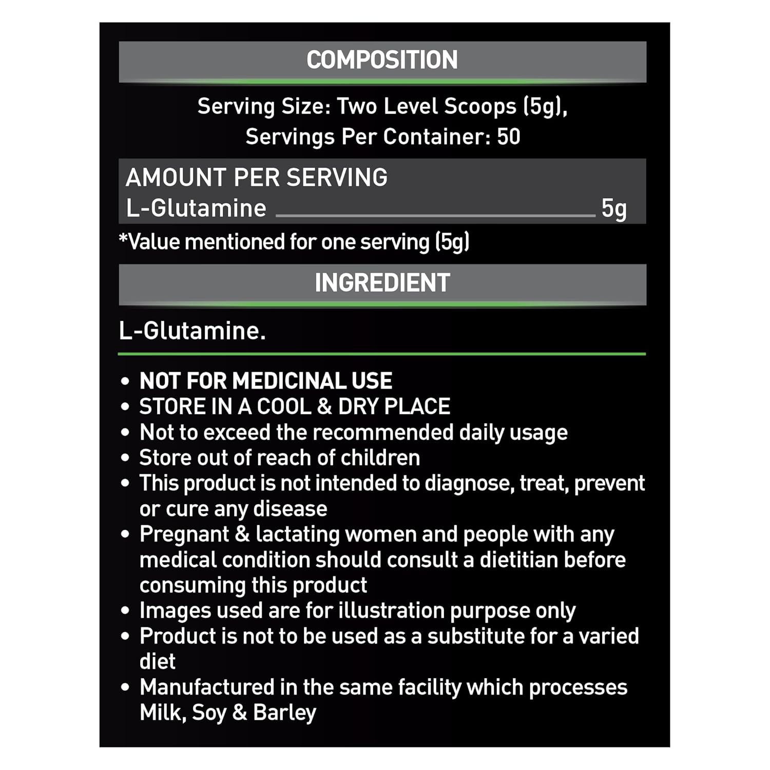 MuscleBlaze L-Glutamine (Unflavoured, 250g, 50 Servings) | Post Workout Recovery | 5g Glutamine