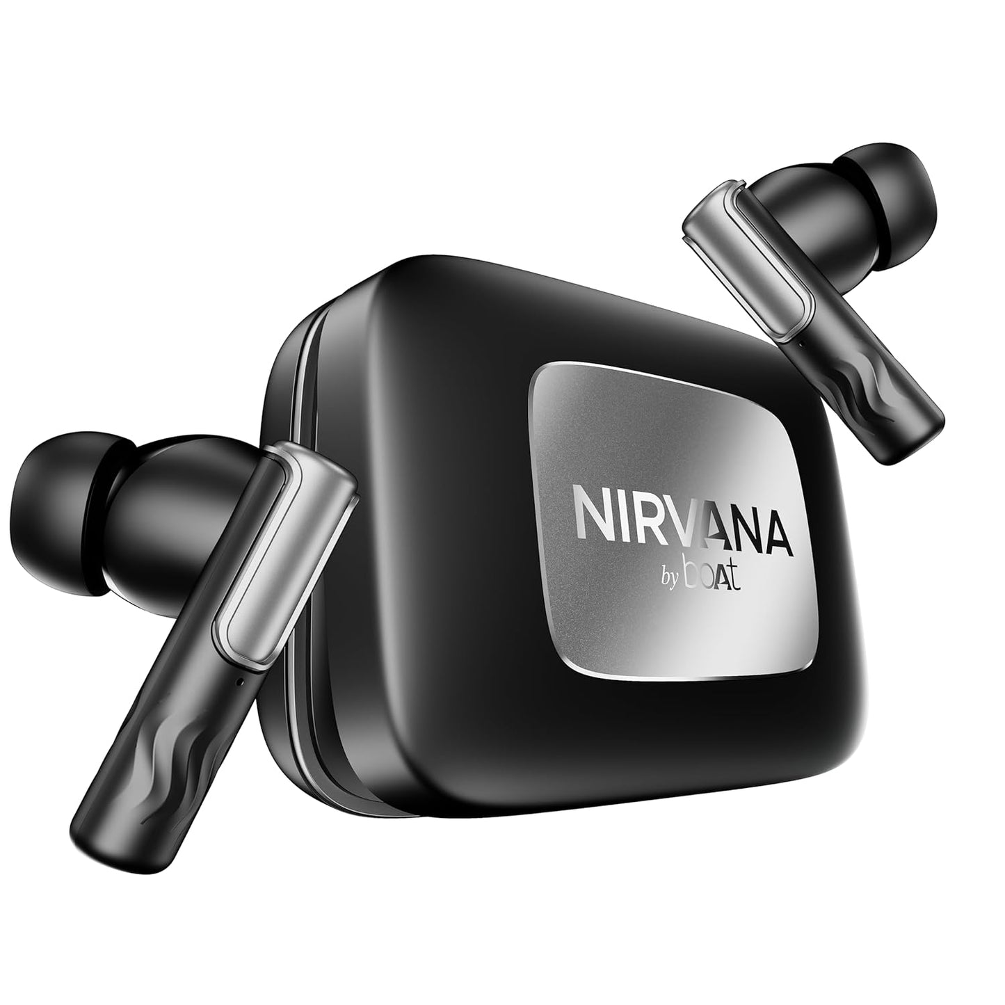 boAt Nirvana Ivy Pro (2025 Launch), Dolby Atmos w/Head Tracking, 52dB Hybrid Adaptive ANC,Hi-Res LDAC, Titanium Dual Drivers, Bluetooth Earbuds, TWS Ear Buds Wireless Earphones w/mic (Crystal Black)