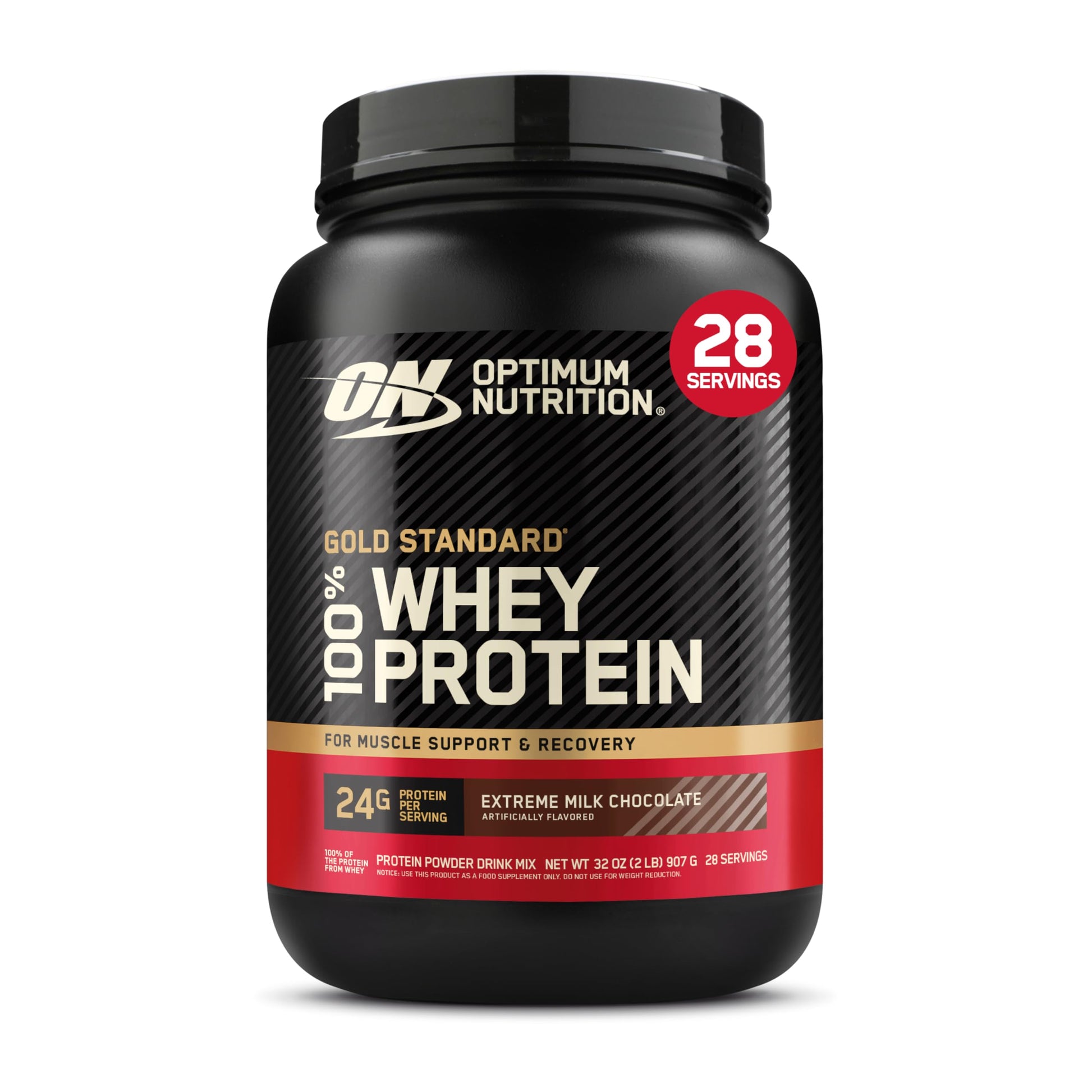 Optimum Nutrition (ON) Gold Standard 100% Whey Protein Powder 2 lbs, 907 g (Double Rich Chocolate), for Muscle Support & Recovery, Vegetarian - Primary Source Whey Isolate