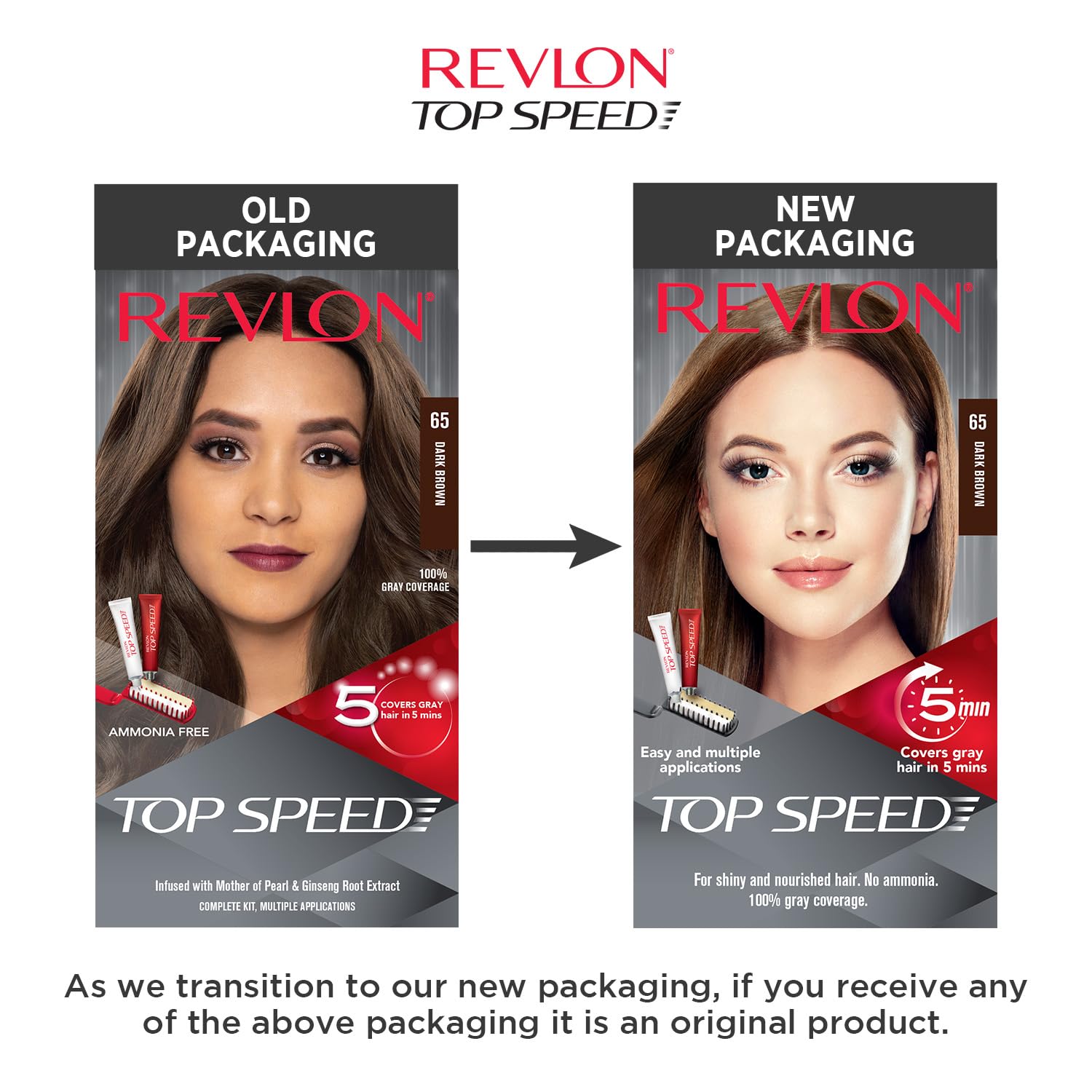 Revlon Top Speed Hair Color for Women Dark Brown | 100% Grey Coverage in just 5 Minutes | Ammonia Free, Easy Application and Intense Conditioning