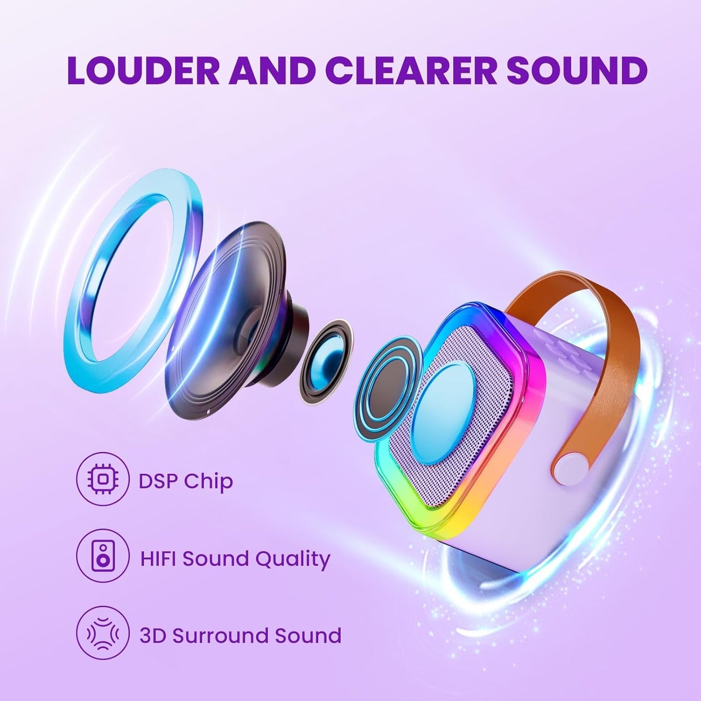 Kidara™ 2025 New Karaoke Machine for Kids with 2 Two Wireless Mics 4-12 Years Toys Gifts for Girls Boys Ages 4, 5, 6, 7, 8, 9, 10, 12 +Year Birthday Double Mic (Multicolor) - Springkart 