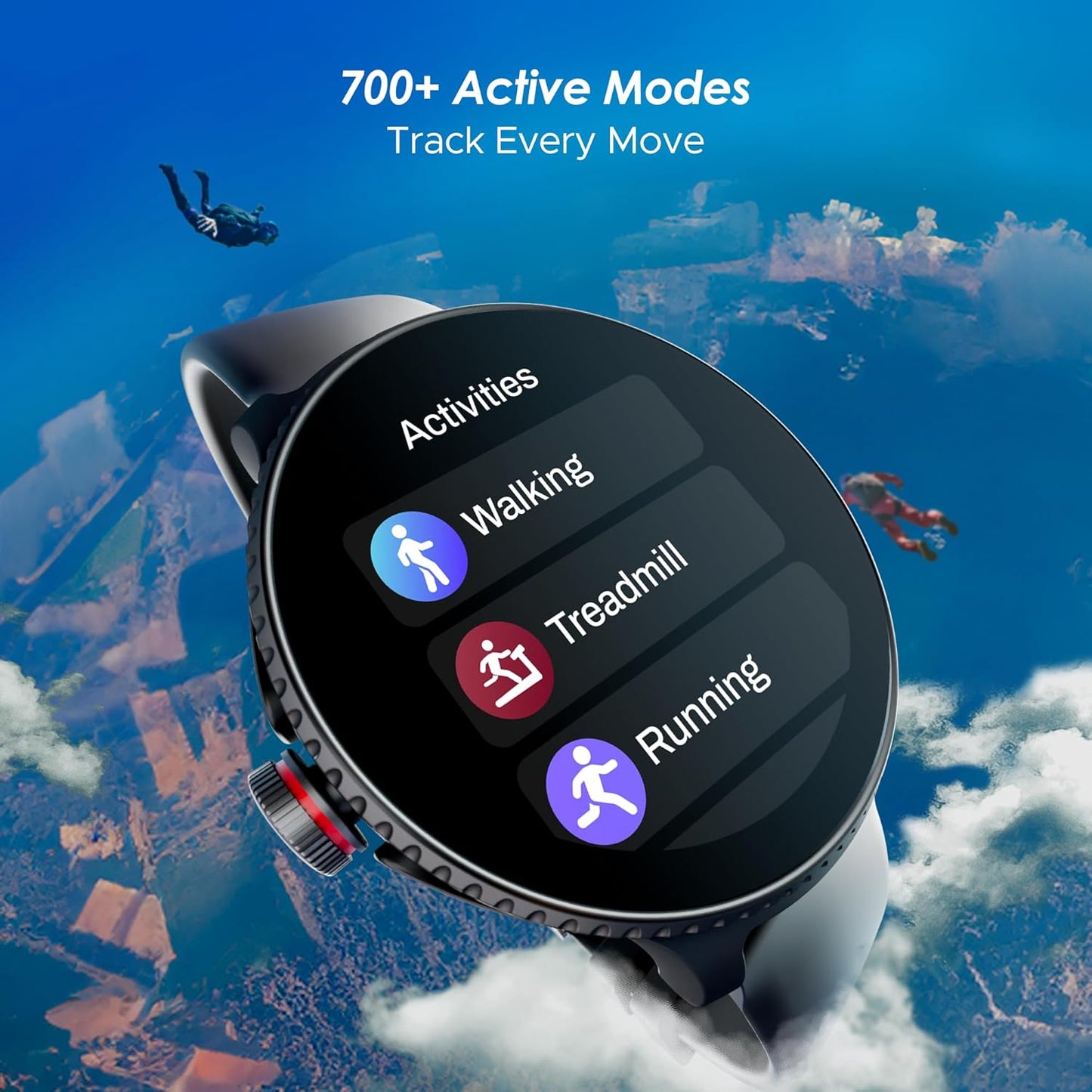 boAt Lunar Discovery w/ 1.39" (3.5 cm) HD Display, Turn-by-Turn Navigation, DIY Watch Face Studio, Bluetooth Calling, Emergency SOS, QR Tray, Smart Watch for Men & Women(Active Black)