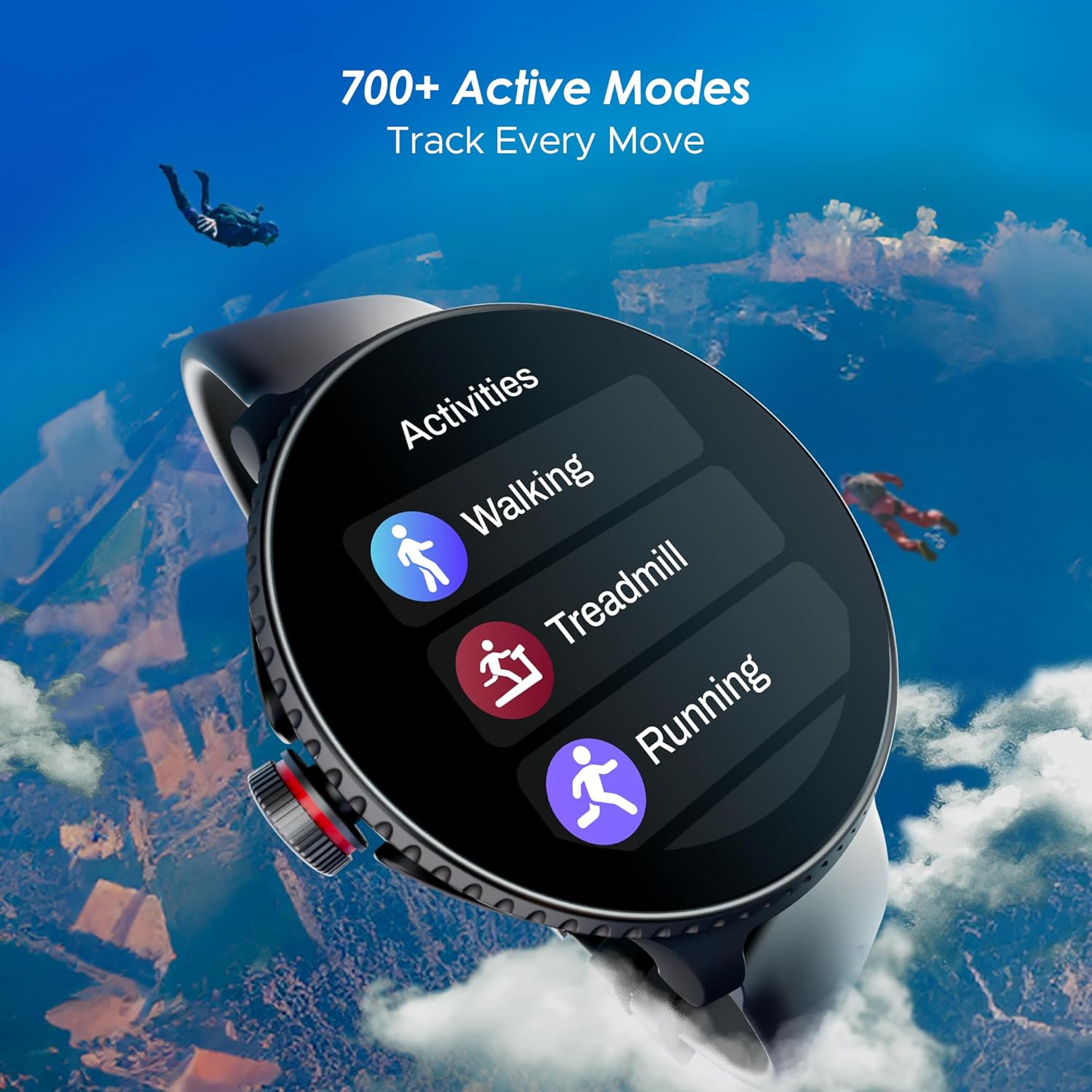 boAt Lunar Discovery w/ 1.39" (3.5 cm) HD Display, Turn-by-Turn Navigation, DIY Watch Face Studio, Bluetooth Calling, Emergency SOS, QR Tray, Smart Watch for Men & Women(Active Black)