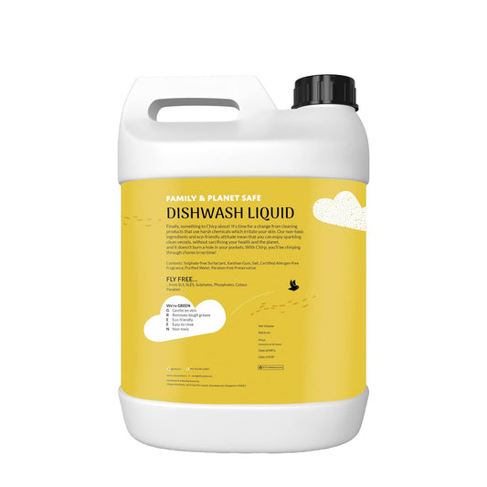 Chirp - Dishwash Liquid Gel (5Lits), Ecofriendly with Natural, Organic, Herbal, Non-toxic, Plant-based Ingredients, Gentle on Sensitive Skin