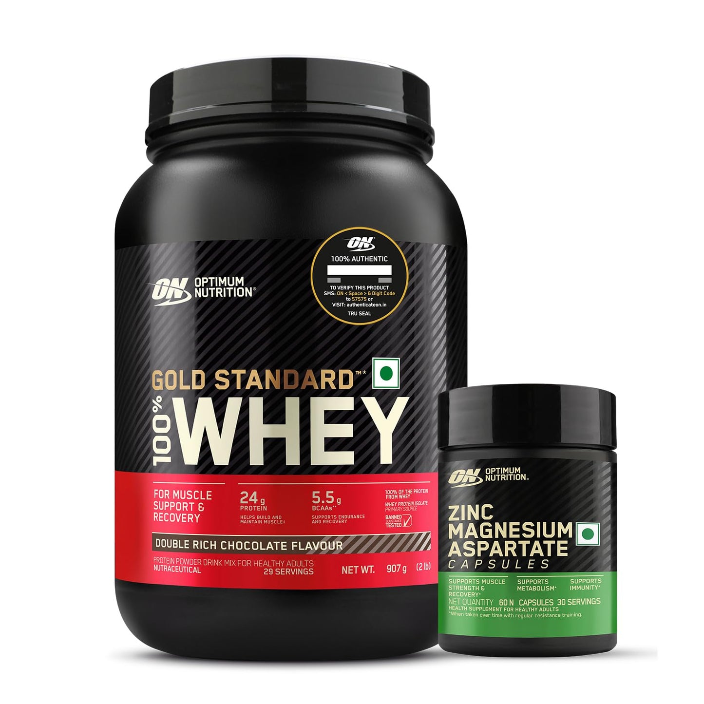 Optimum Nutrition (ON) Gold Standard 100% Whey Protein Powder 2 lbs, 907 g (Double Rich Chocolate), for Muscle Support & Recovery, Vegetarian - Primary Source Whey Isolate