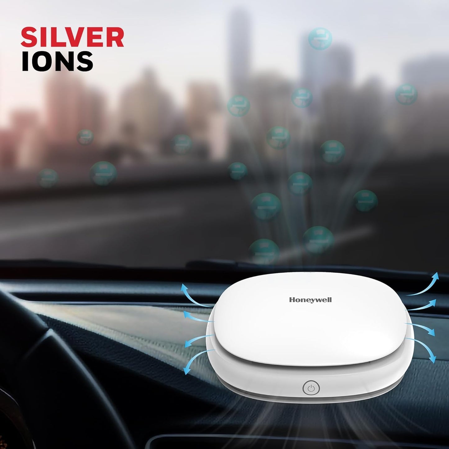 Honeywell Move Pure3 Car Air Purifier, Hepa filter & Formaldehyde which removes 99.9% dust & smoke, CADR upto24 m³/h with 3xUSB ports, 2 Years Manufacturer Warranty