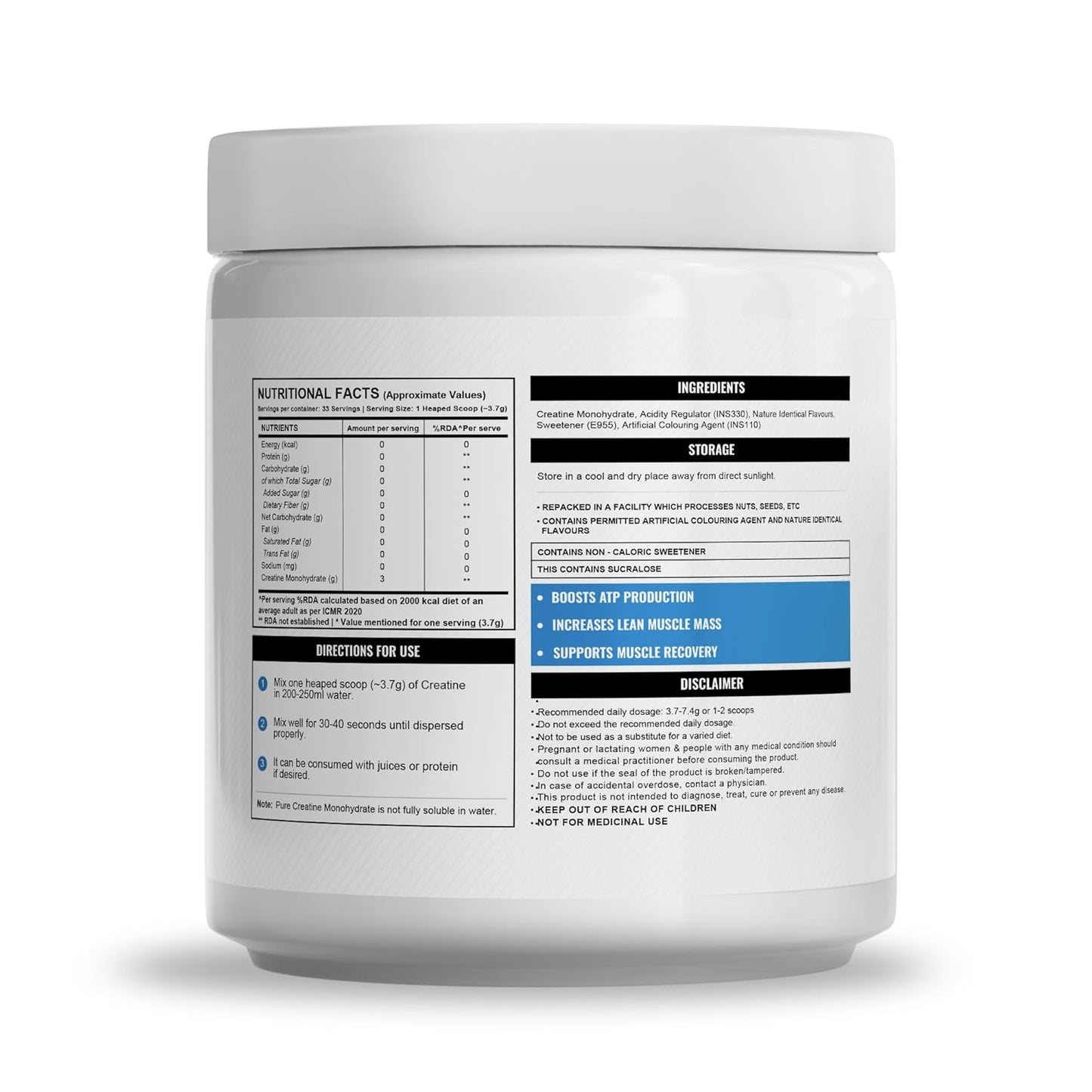 Wellcore - Pure Micronised Creatine Monohydrate,Tropical Tango (122g, 33 Servings), Rapid Absorption, Enhanced Muscle Strength & Power, Fast Recovery,Increased Muscle Mass