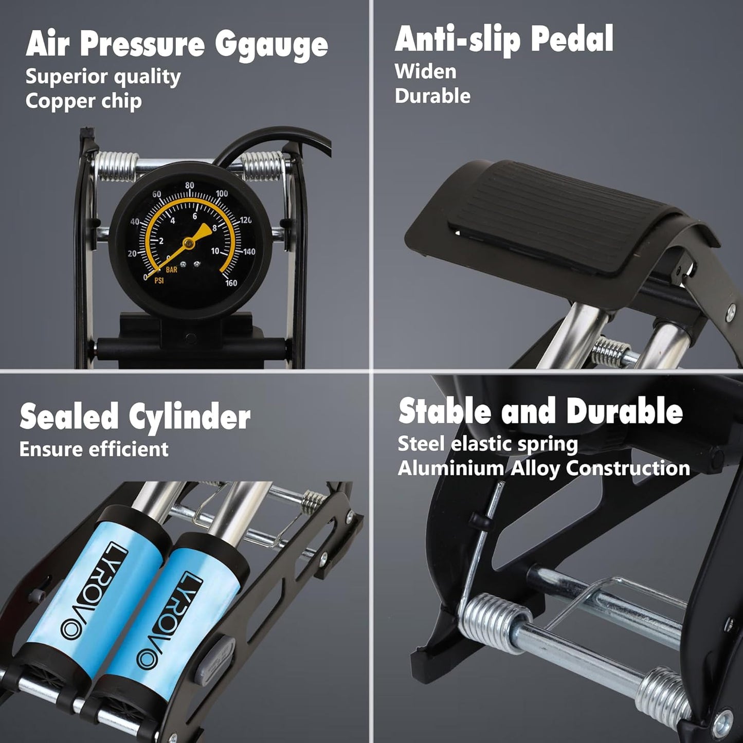 Lyrovo Tyre Inflator for Car Manual - Double Cylinder Portable Foot Air Pump for car Bike and Cycle