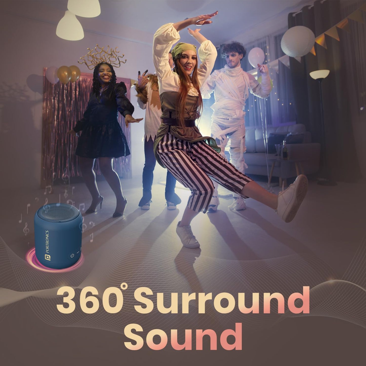 Portronics SoundDrum 1 12W TWS Portable Bluetooth Speaker with Powerful Bass, Bluetooth 5.3V, 360° Surround Sound, USB Drive in, Type C Fast Charging(Blue)