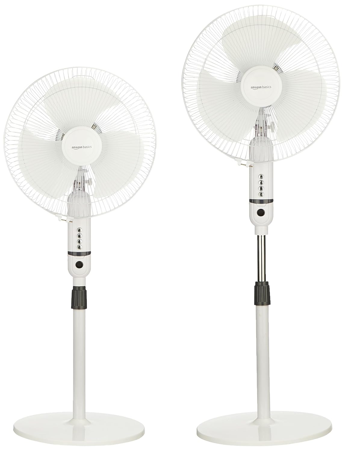 amazon basics High-Speed Oscillating Pedestal Fan I 3 Adjustable Fan Speeds | Rust Resistant Body, Adjustable Length | RPM 2200 | 400mm Sweep Length (White)