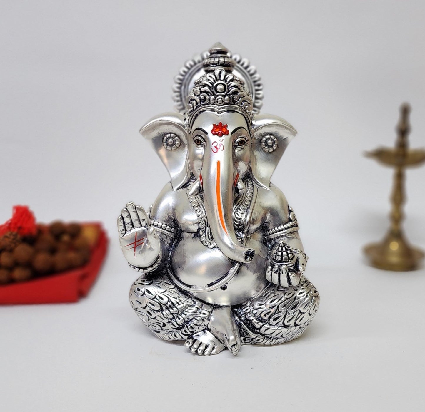 Gold Art India Ganesha Idol | Ganesh Statue for Home Decor | Ganesha murti for Office Desk, & Ganpati Idol for Car Dashboard | Unique Wedding & Birthday Gift (Gold Antique 3.5")