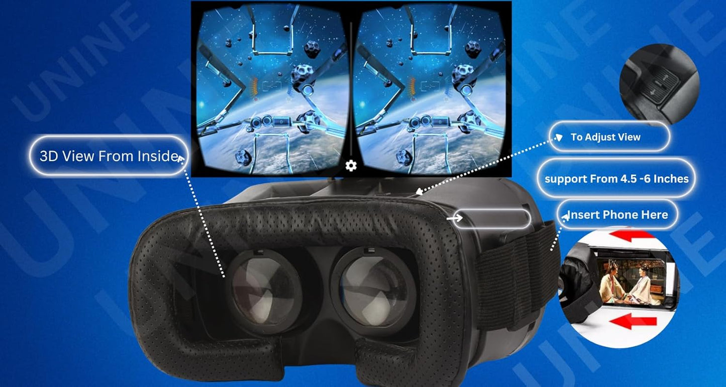 VR Headset Box |Virtual Reality Headset | 3D Glasses Headset |VR Set Box | Best VR Headset |Gift for Kids and Adults for 3D Gaming and VR Videos - Springkart 