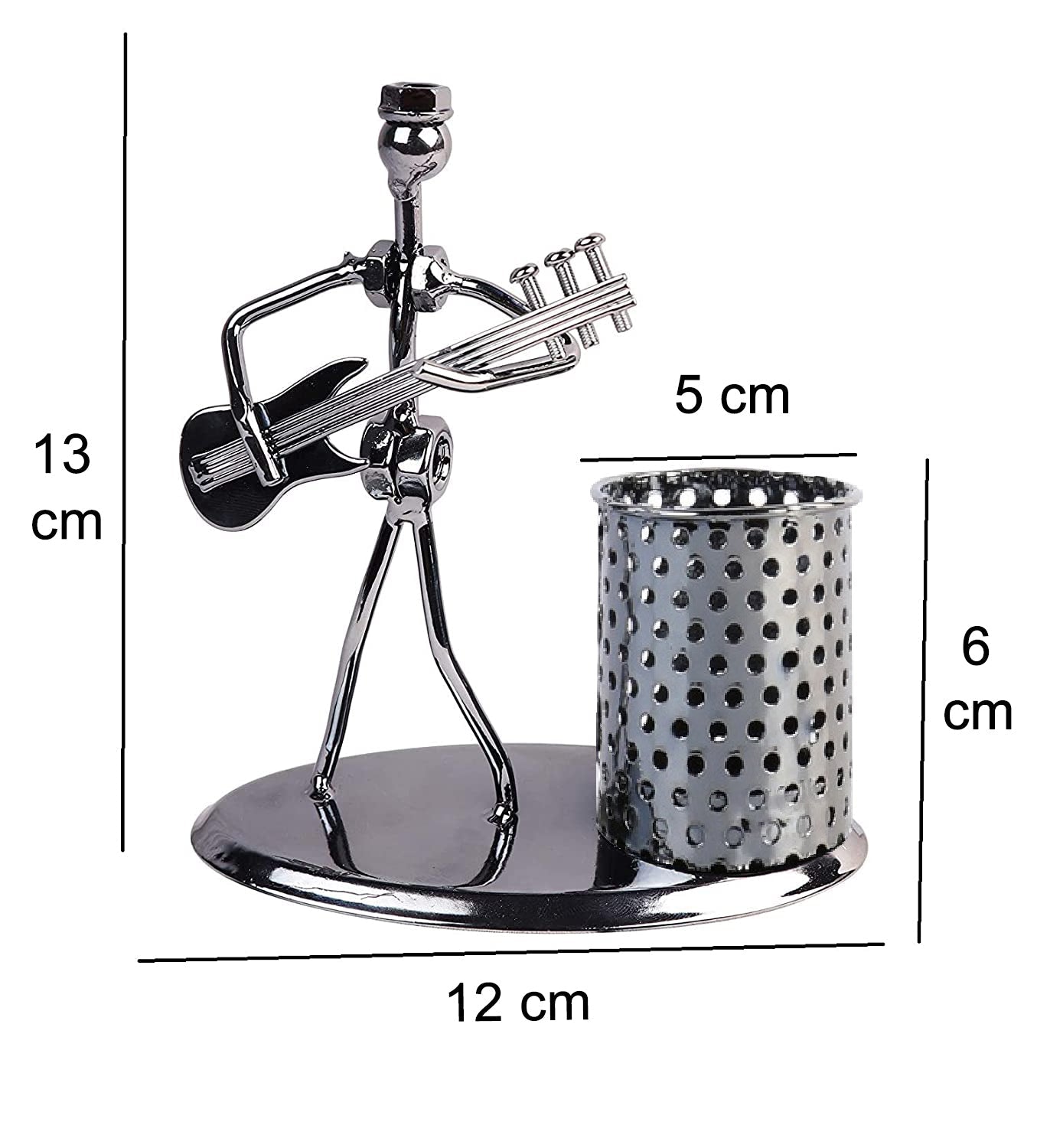Iron Musician Playing Bass Guitar Pen Stand Showpiece - Springkart 