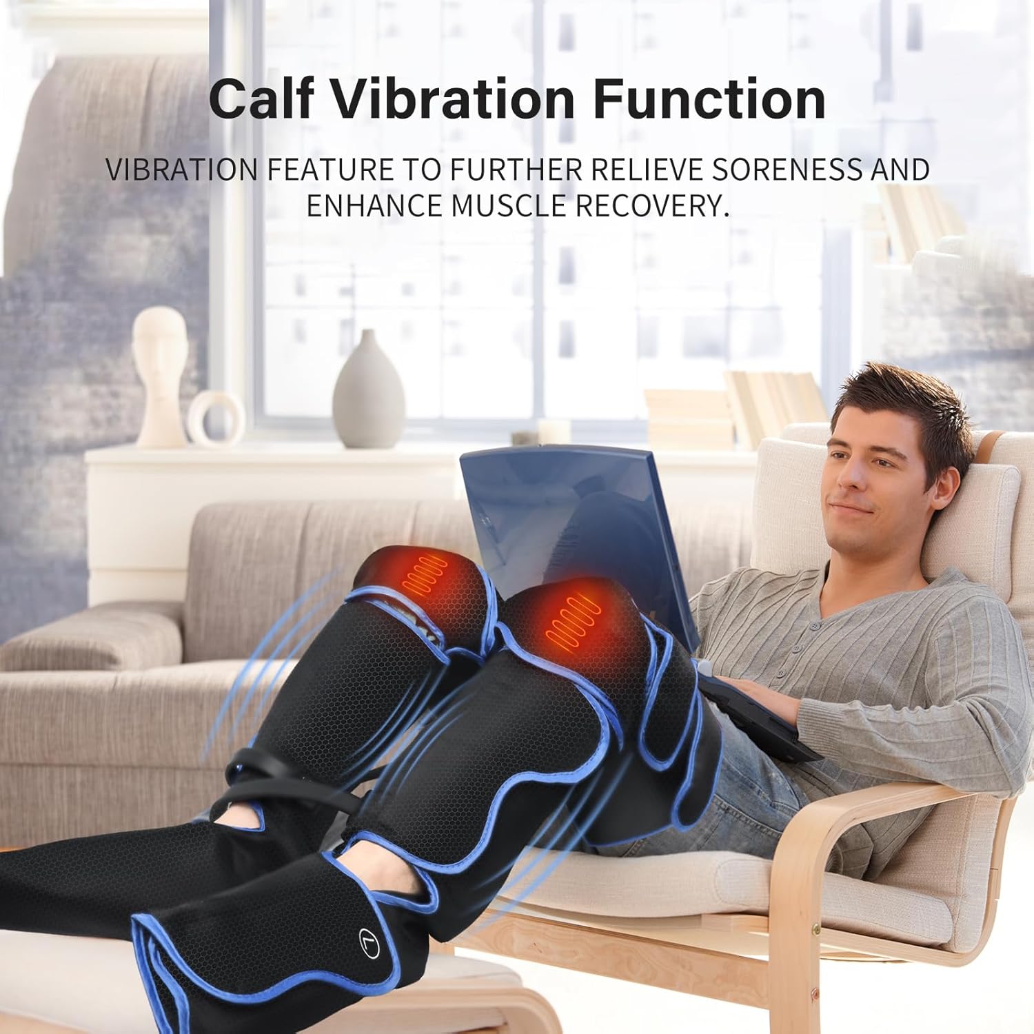Leg Massager for Circulation and Pain Relief Thigh Compression Massager with 6 Modes 3 Vibration Knee Massage with Heat Leg Circulation Machine for Thigh Calf and Feet Relaxation Gifts for Mom Dad