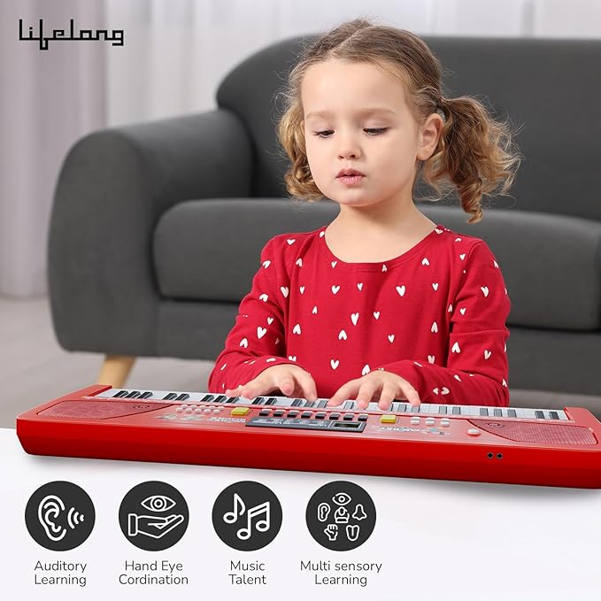 Lifelong Disney Mickey Electronic Piano Keyboard - 61 Keys | Mic & One Side Speaker | 16 Tones, 10 Rhythms, 8 Percussions | Song Record, Finger Chord & Demo Modes | Microphone, USB Powered | 2+ years