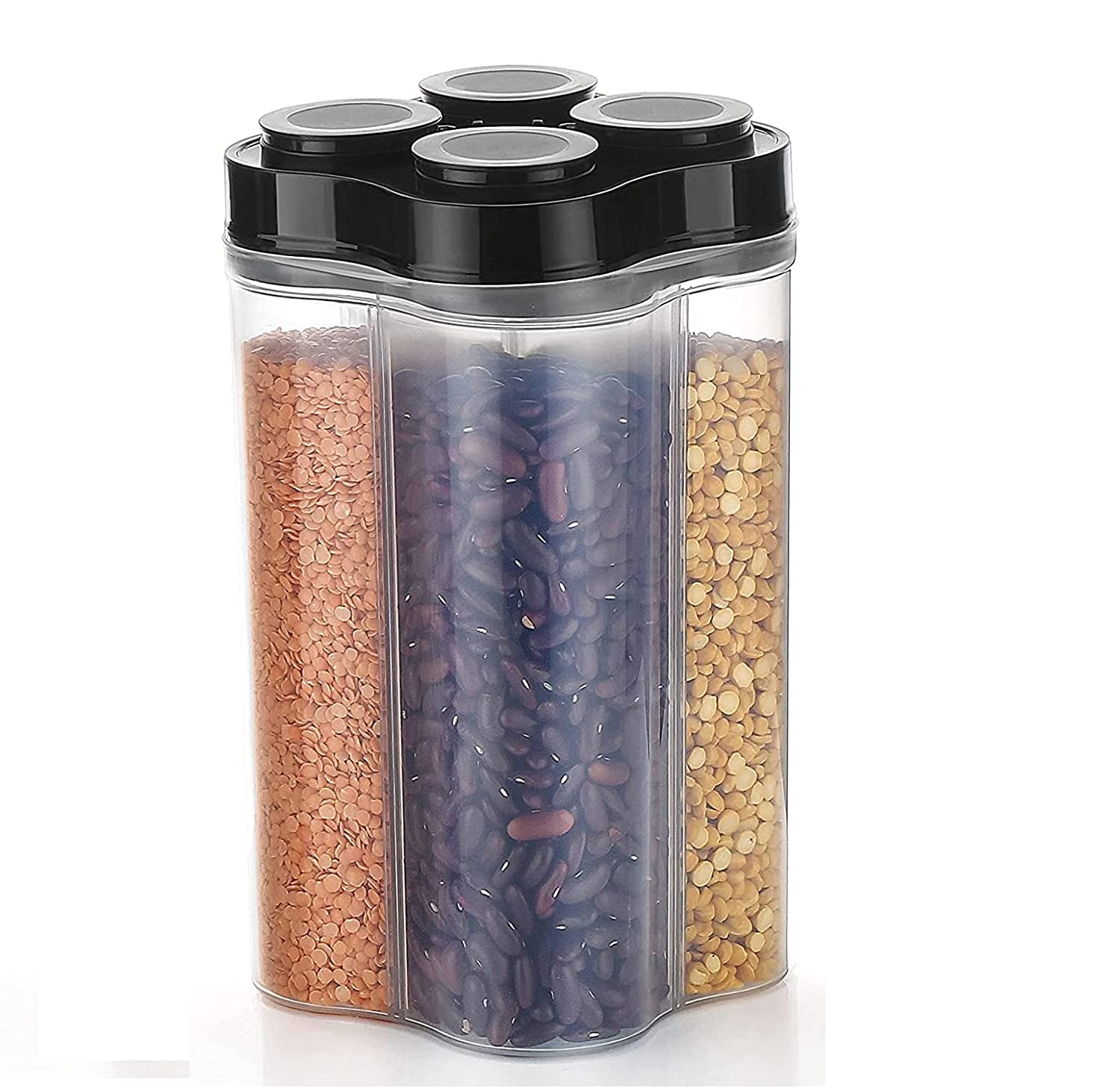Plastic Lock Food Storage 4 Section Container Jar for Grocery, Fridge Container. - Springkart 