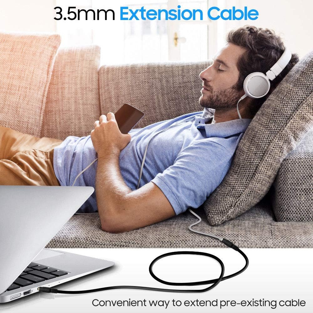 Stereo Audio Headphone Extension Cable 3.5mm 3 feet