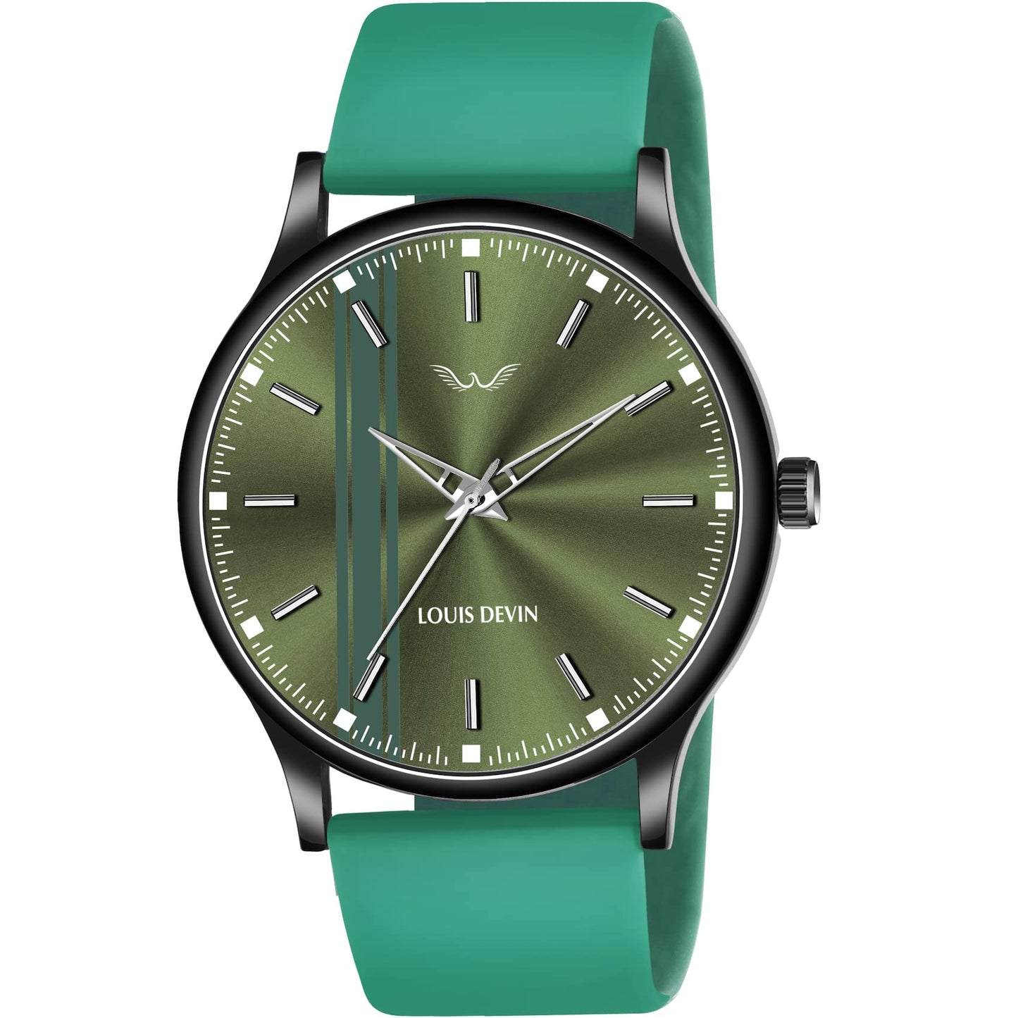 LOUIS DEVIN Silicone Strap Analog Wrist Watch for Men (Black/Blue/Red) | LD-BK054