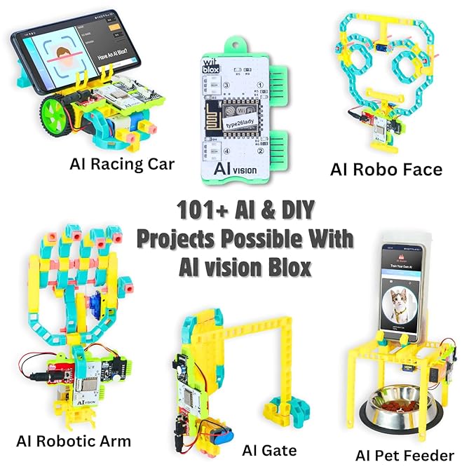 WitBlox AI Artificial Intelligence Robotic Science Kit for 101+ Project 174 Part 8 Yrs+, Interlocking Bricks, Electronic Sensor & Circuits to create Logic 2 Free Live Classes Gift Toy for Boys & Girls