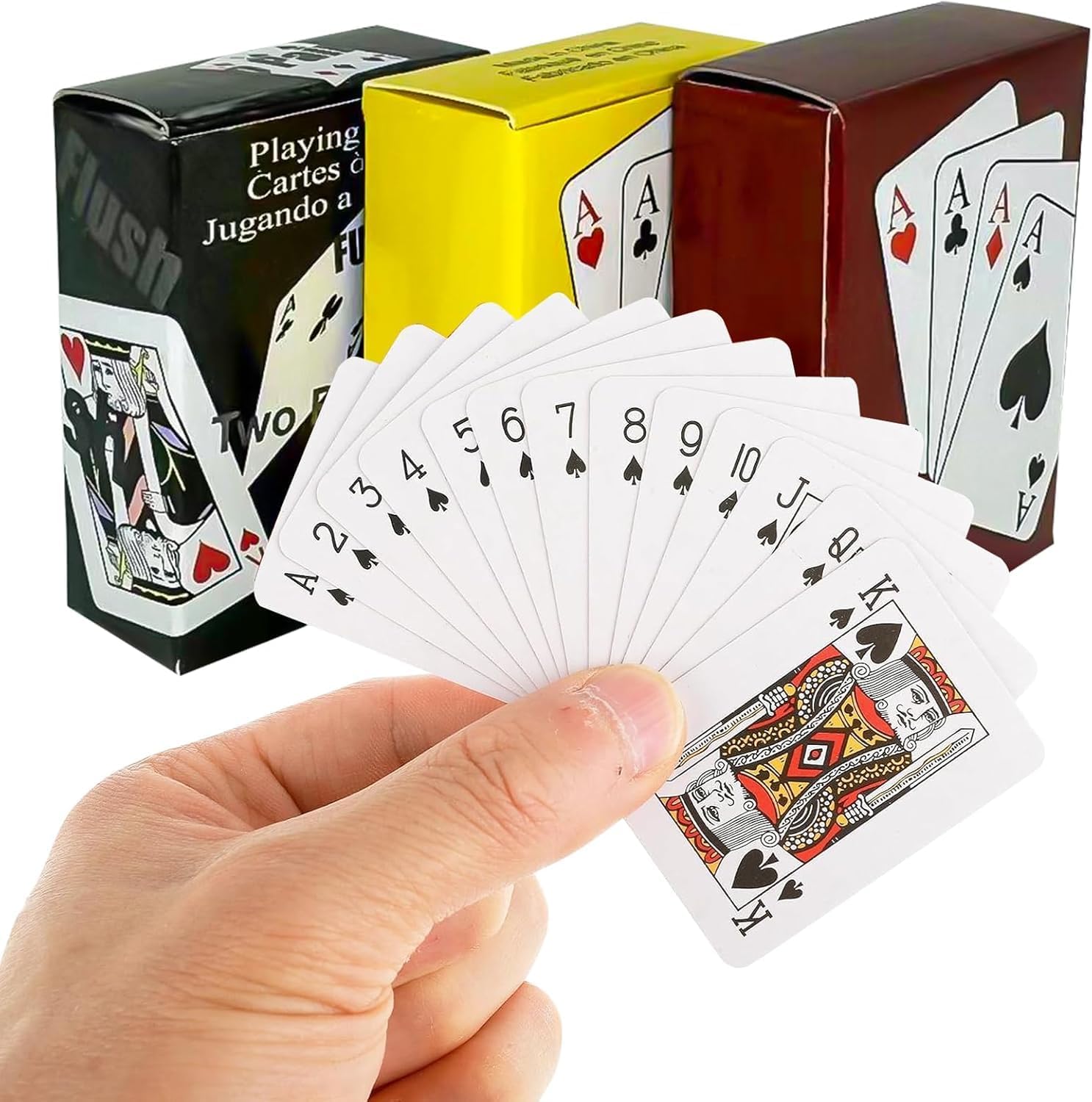 3 PCS Mini Playing Cards, Decks of Standard Playing Card Decks, Pocket-Sized Poker Cards with 54 Sheets Per Set, Miniature Size for Games, Magic Tricks, and Dollhouse Decor, Random Color 5.3 x 3.8 cm