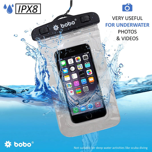 BOBO Universal Waterproof Pouch (Big Size) Cellphone Dry Bag Case for Smartphone – Transparent (Pack of 1)